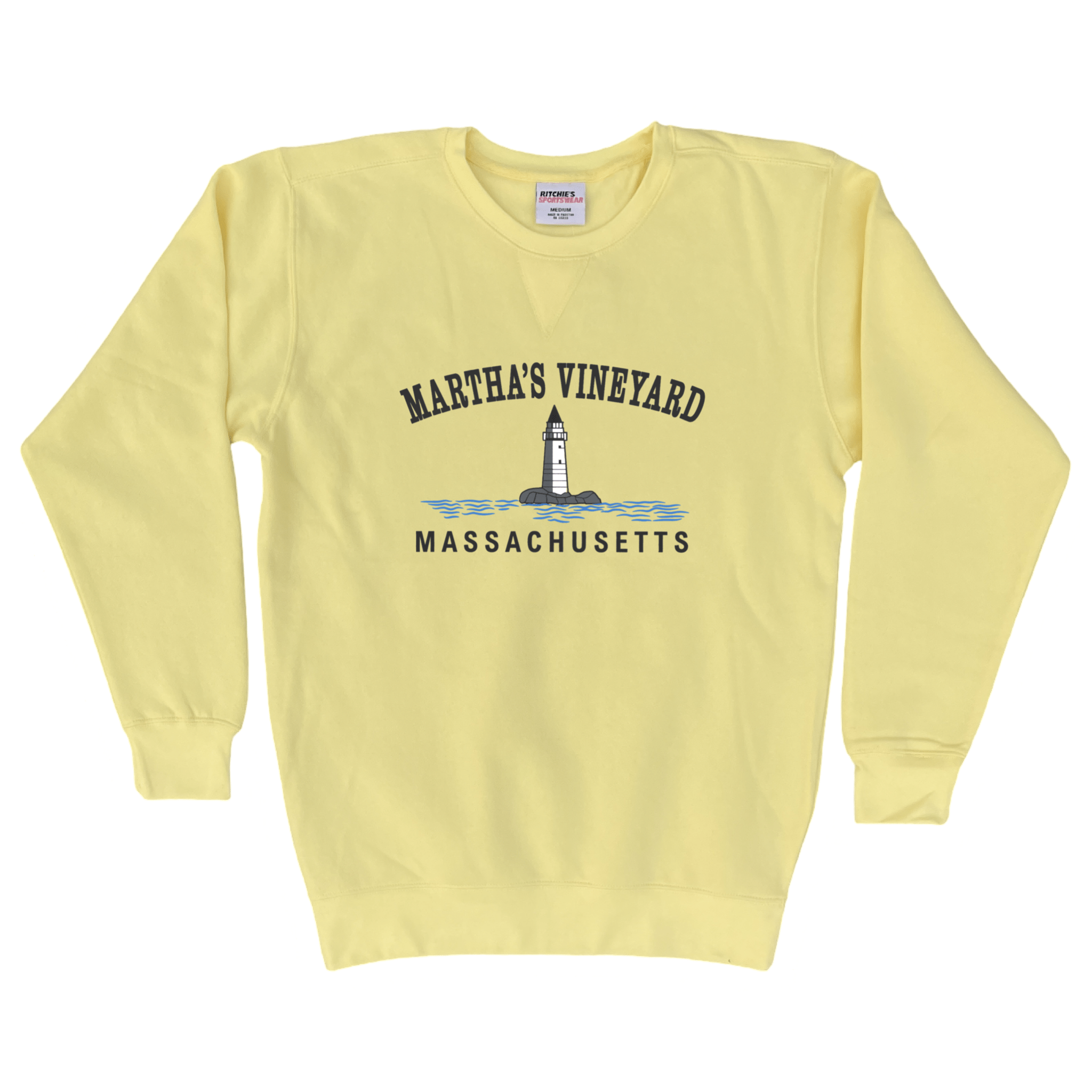 Martha's Vineyard Big Lighthouse Heavyweight Fleece Crewneck, yellow