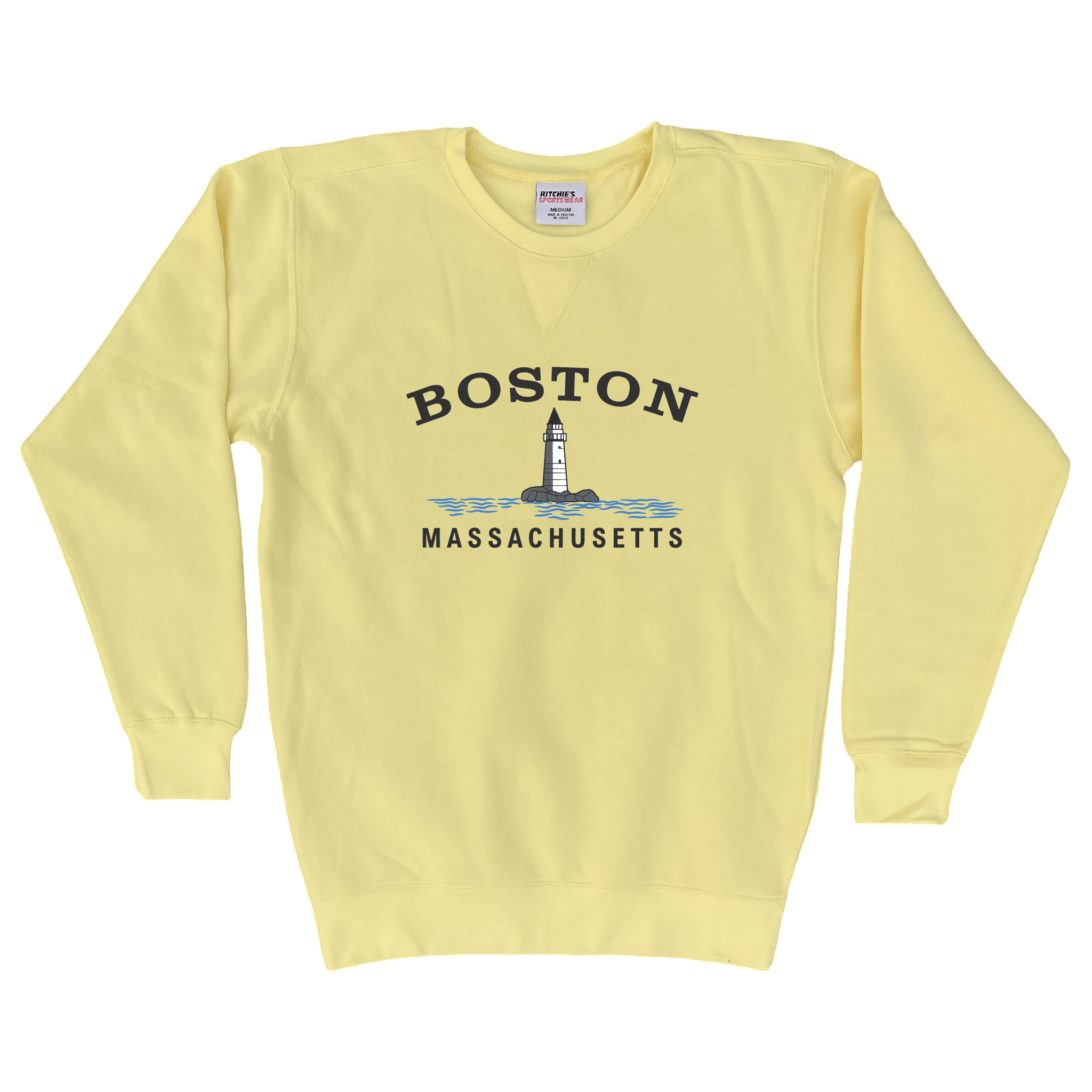 Boston Big Lighthouse Heavyweight Fleece Crewneck, yellow