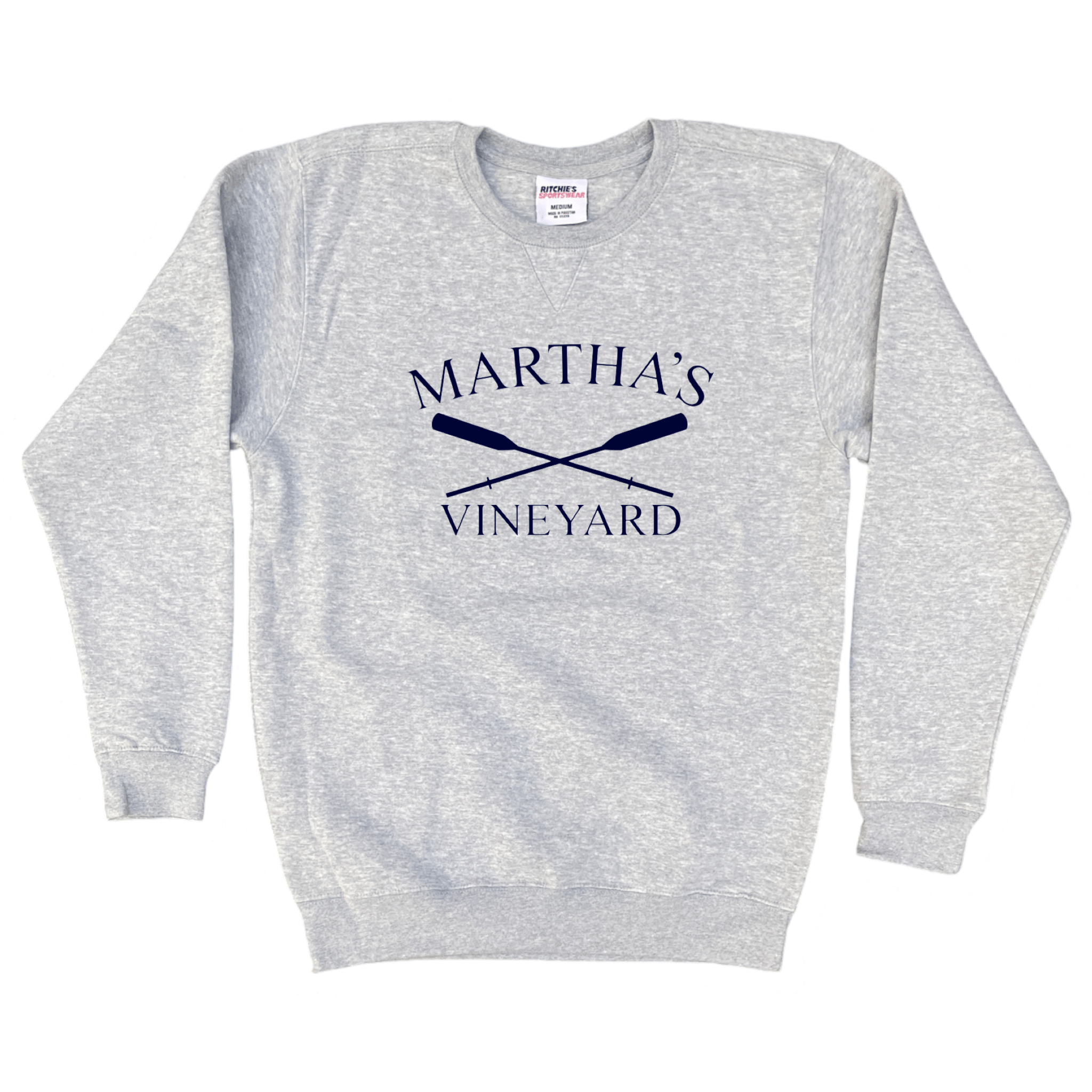 Martha's Vineyard Crossed Oar Heavyweight Fleece Crewneck, heather grey