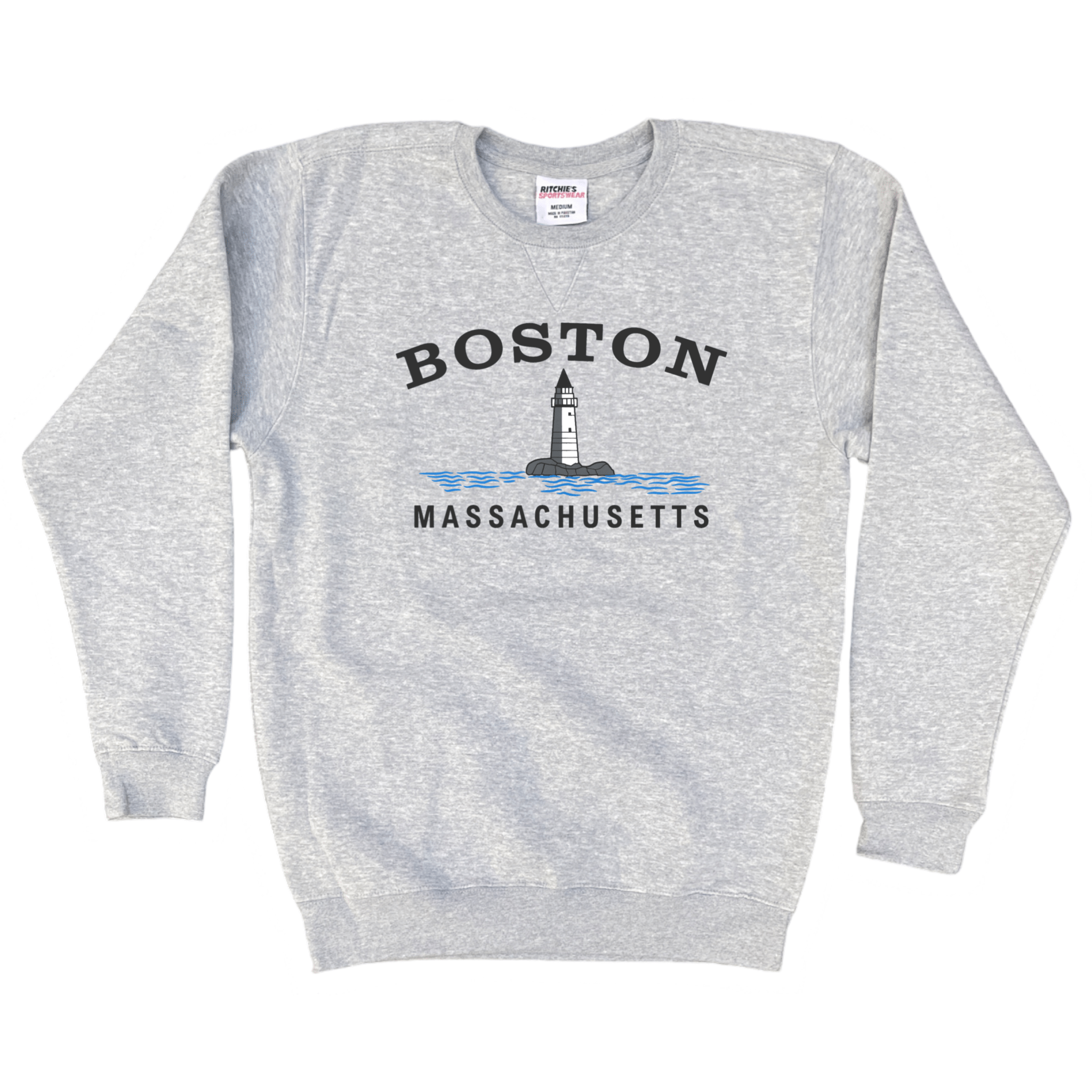 Boston Big Lighthouse Heavyweight Fleece Crewneck, heather grey