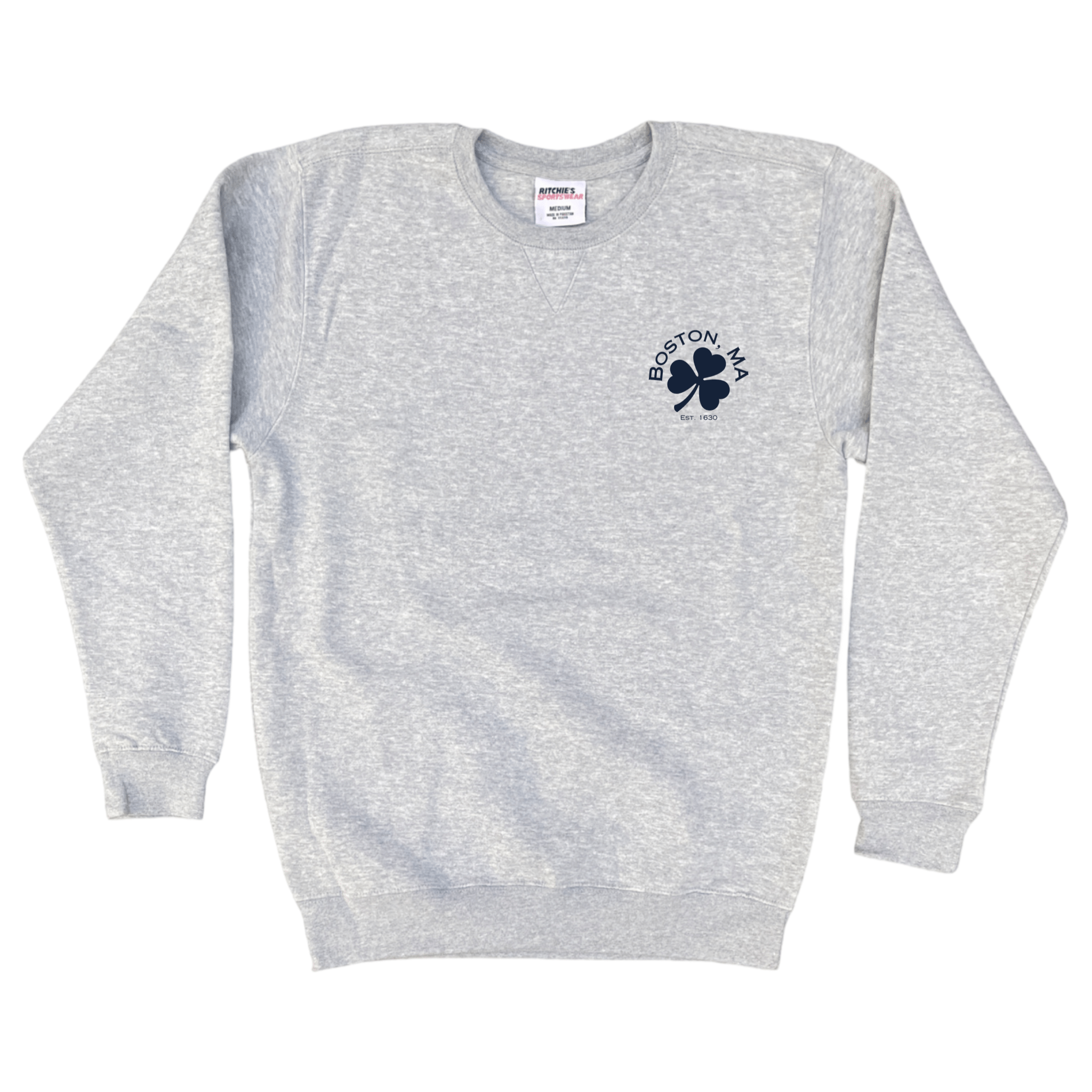 Boston Shamrock Heavyweight Fleece Crewneck, heather grey