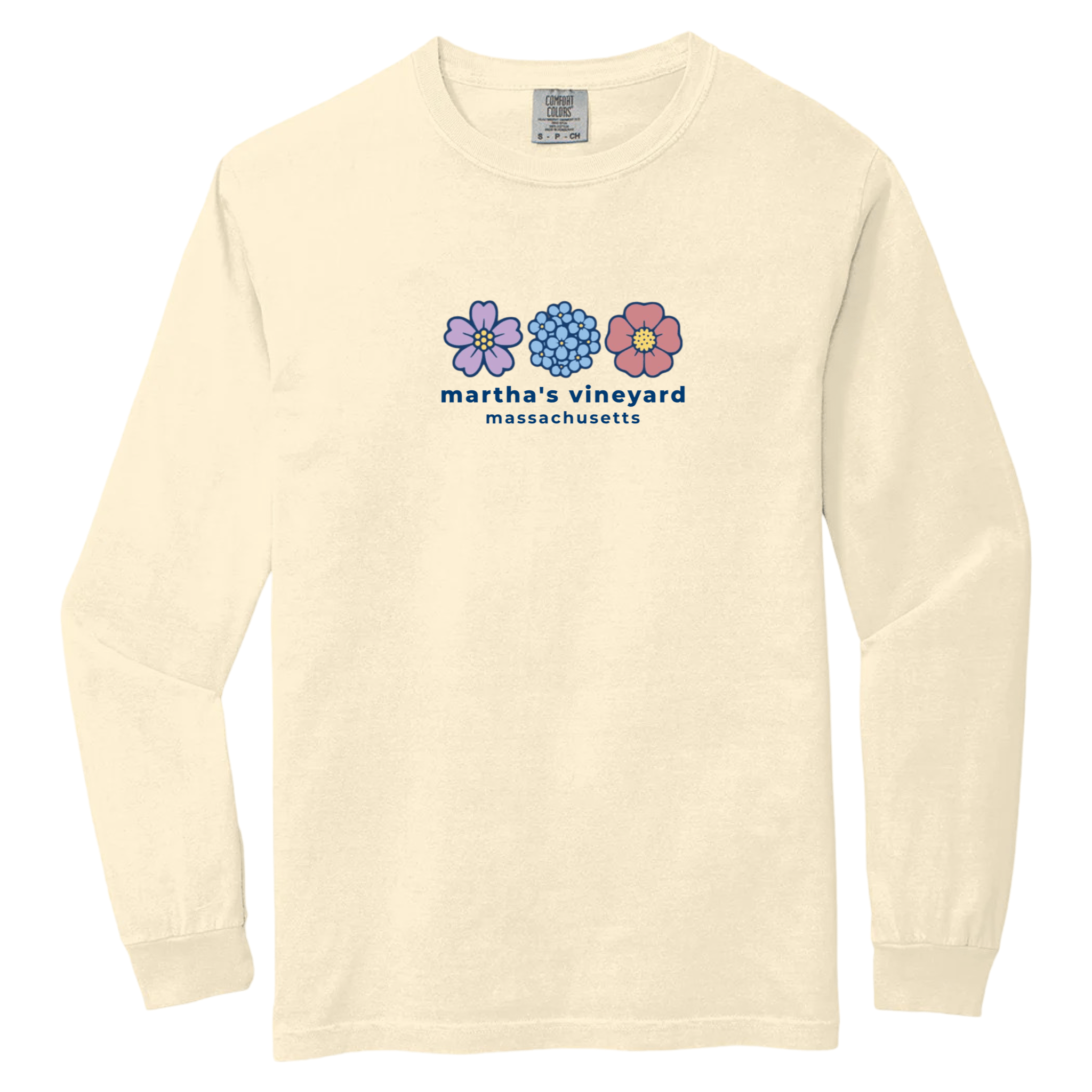 Cape Cod Clothing Company Martha's Vineyard Summer Bloom Comfort Colors Long Sleeve Tee