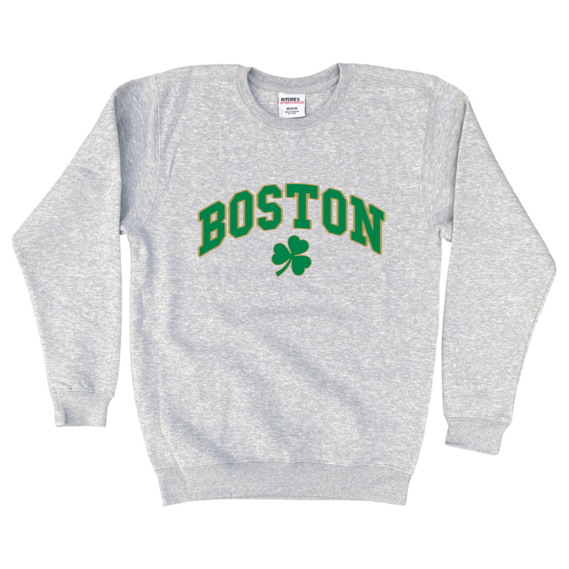 BENIR☆CLOVER CREWNECK Boston Vintage Shamrock Fleece Crewneck Sweatshirt