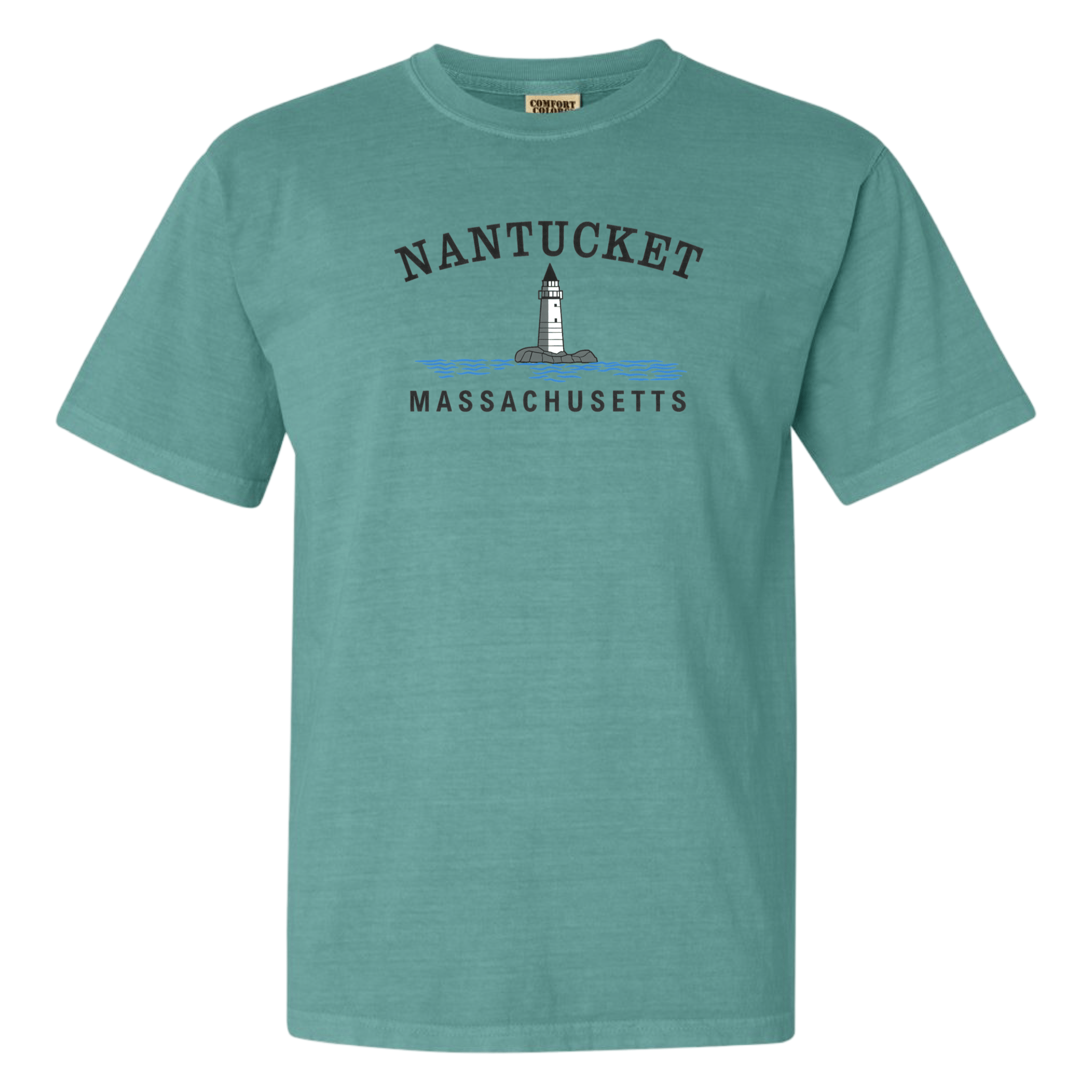 Nantucket Big Lighthouse Comfort Colors T-Shirt, seafoam