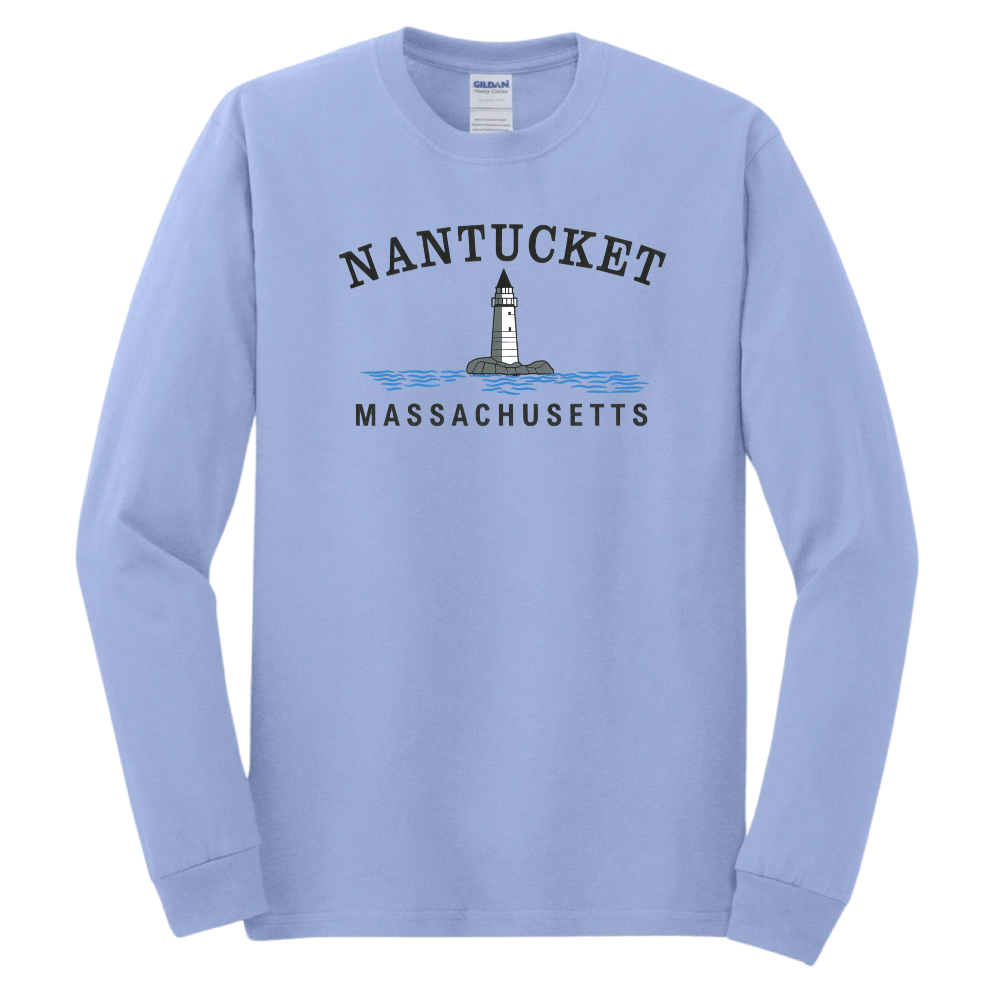 Nantucket Big Lighthouse Long Sleeve T-Shirt, carolina blue