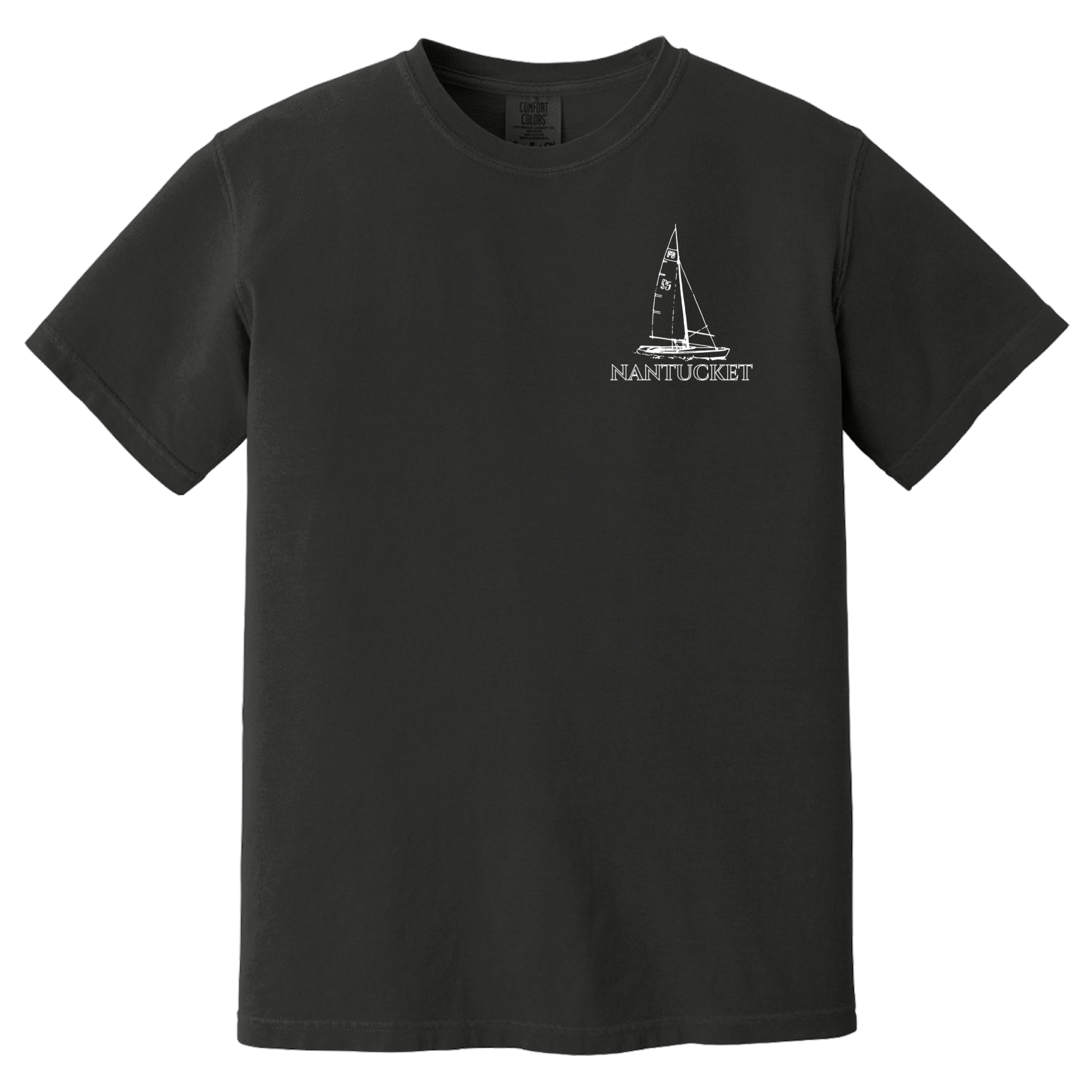 Nantucket Sailboat Comfort Colors T-Shirt, black