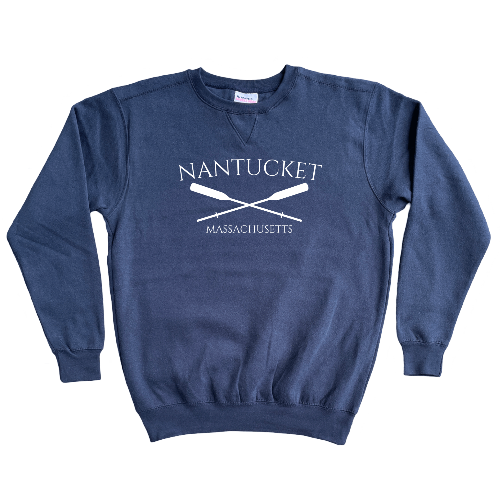 Nantucket Crossed Oar Fleece Crewneck Sweatshirt, navy