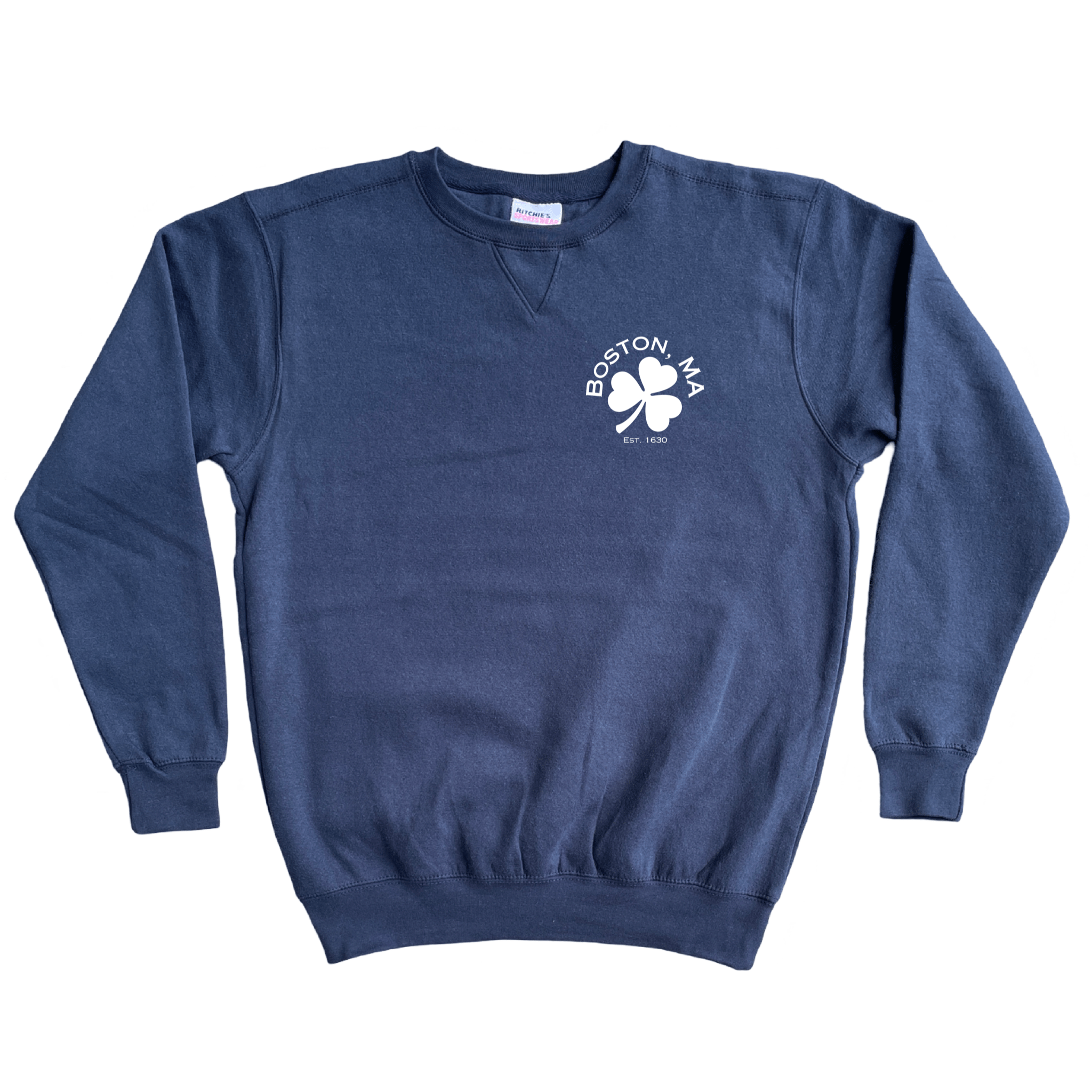 Boston Shamrock Fleece Crewneck Sweatshirt, navy