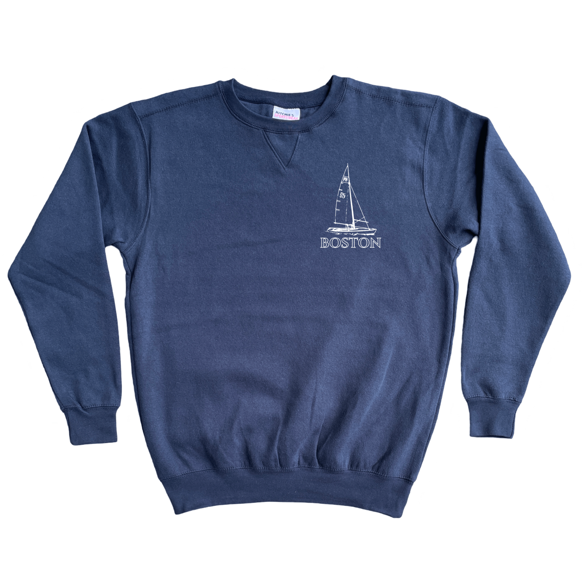 Boston Sailboat Fleece Crewneck Sweatshirt, navy