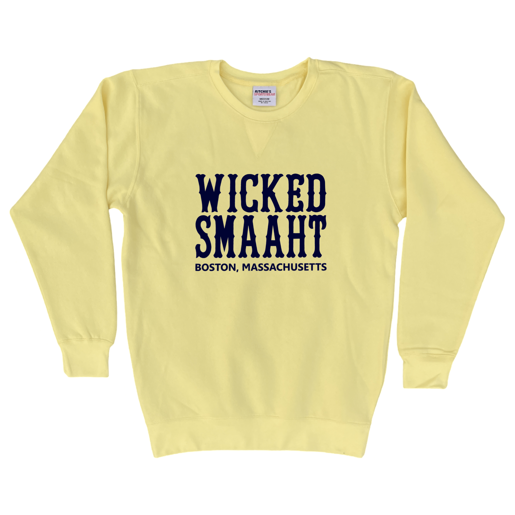 Boston Wicked Smaaht Fleece Crewneck Sweatshirt, yellow