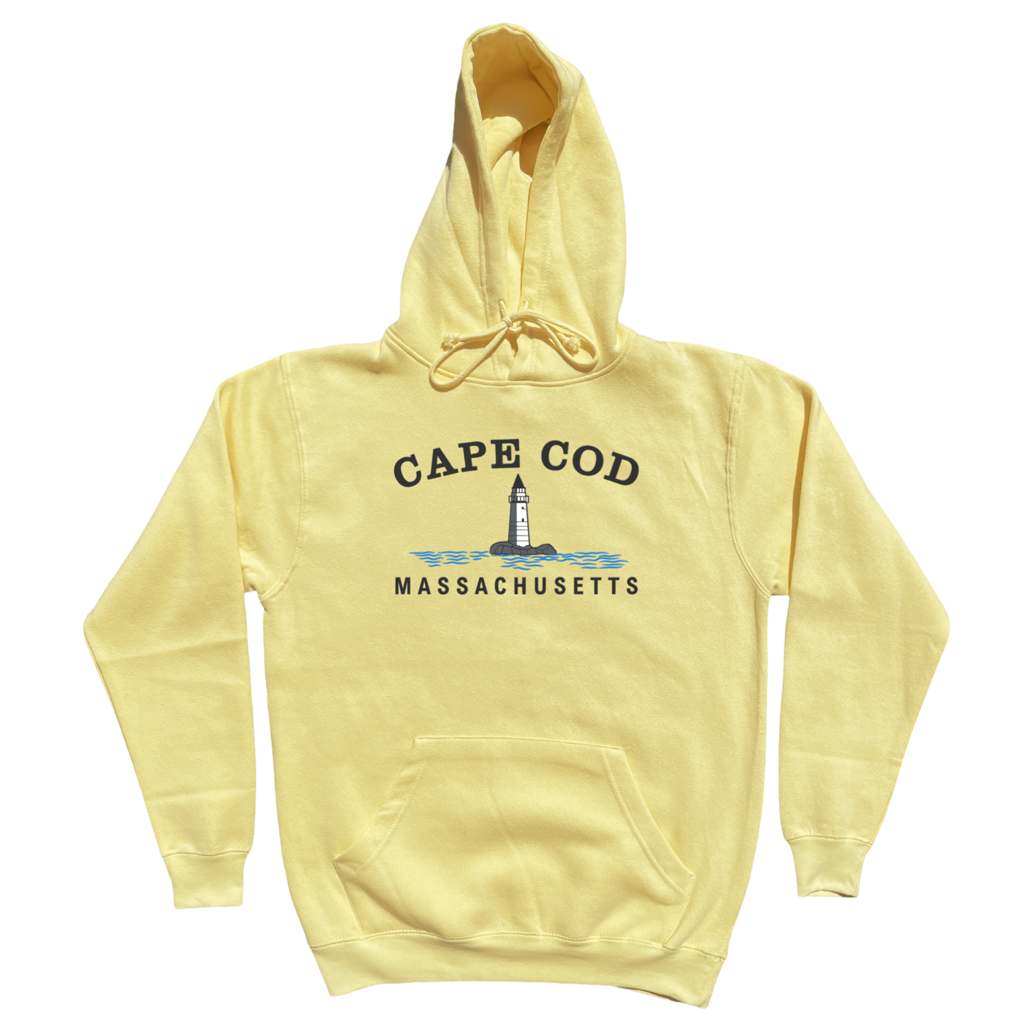 Cape Cod Big Lighthouse Soft Fleece Hoodie, yellow