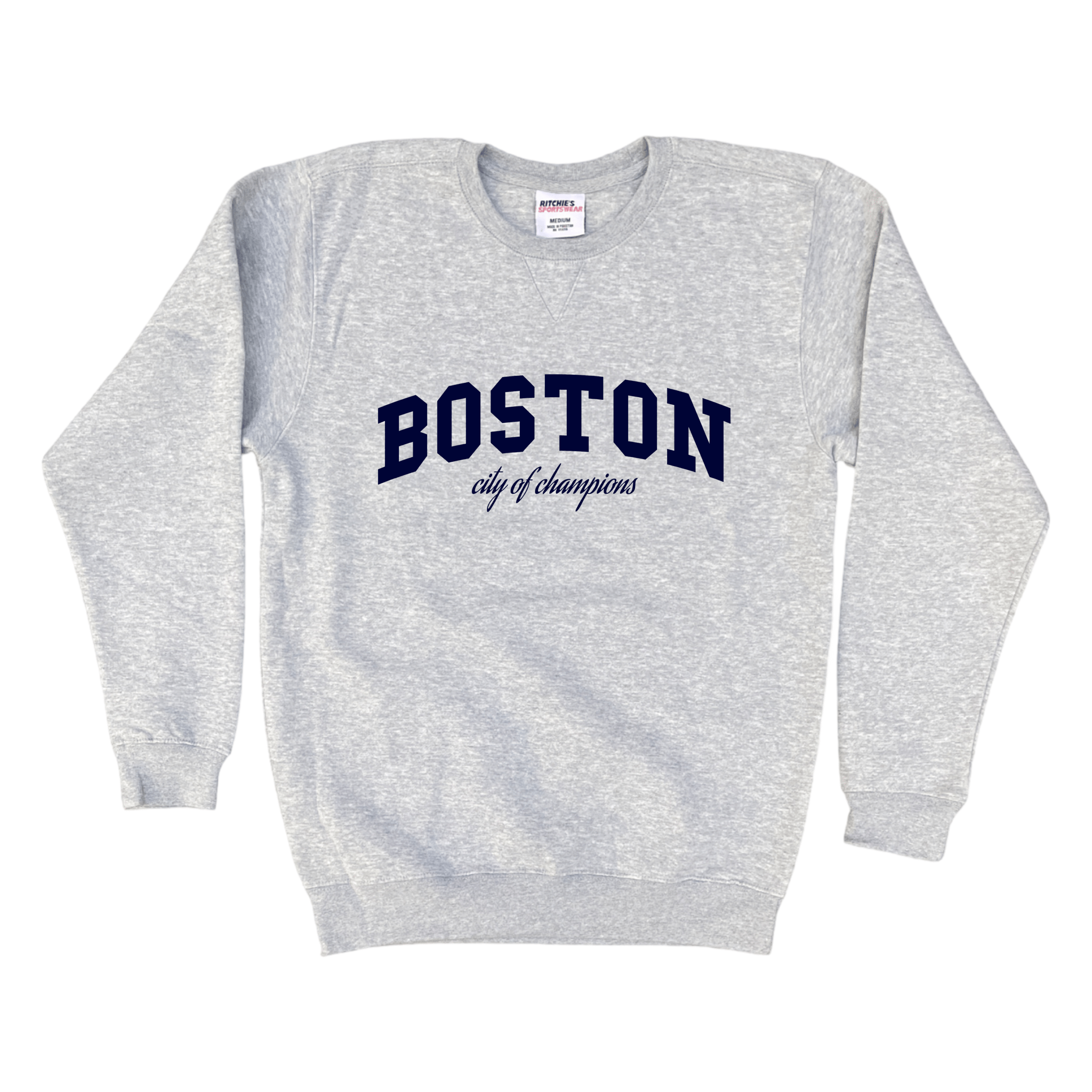 Boston Champs Fleece Crewneck Sweatshirt, heather grey