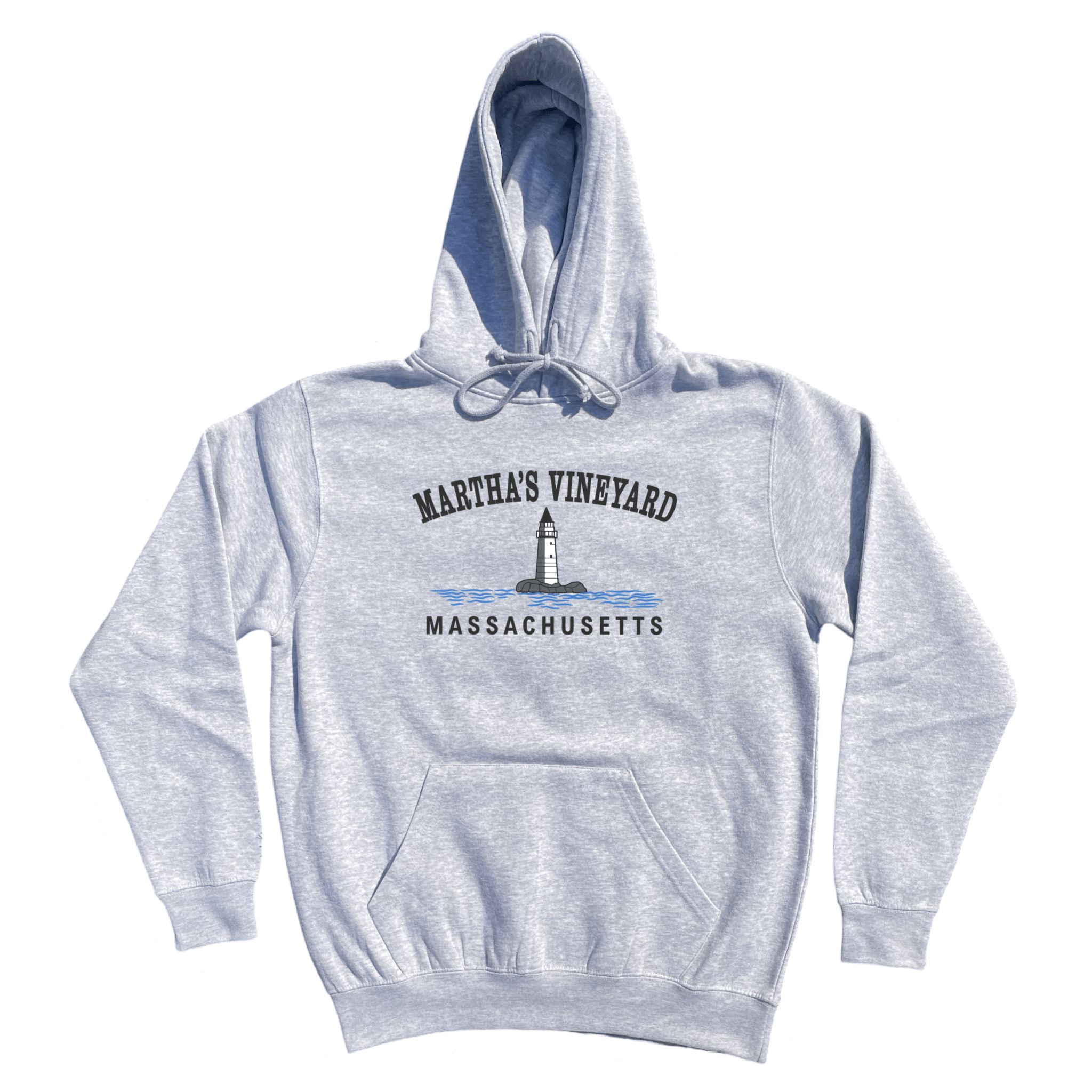 Martha's Vineyard Big Lighthouse Soft Fleece Hoodie, heather grey