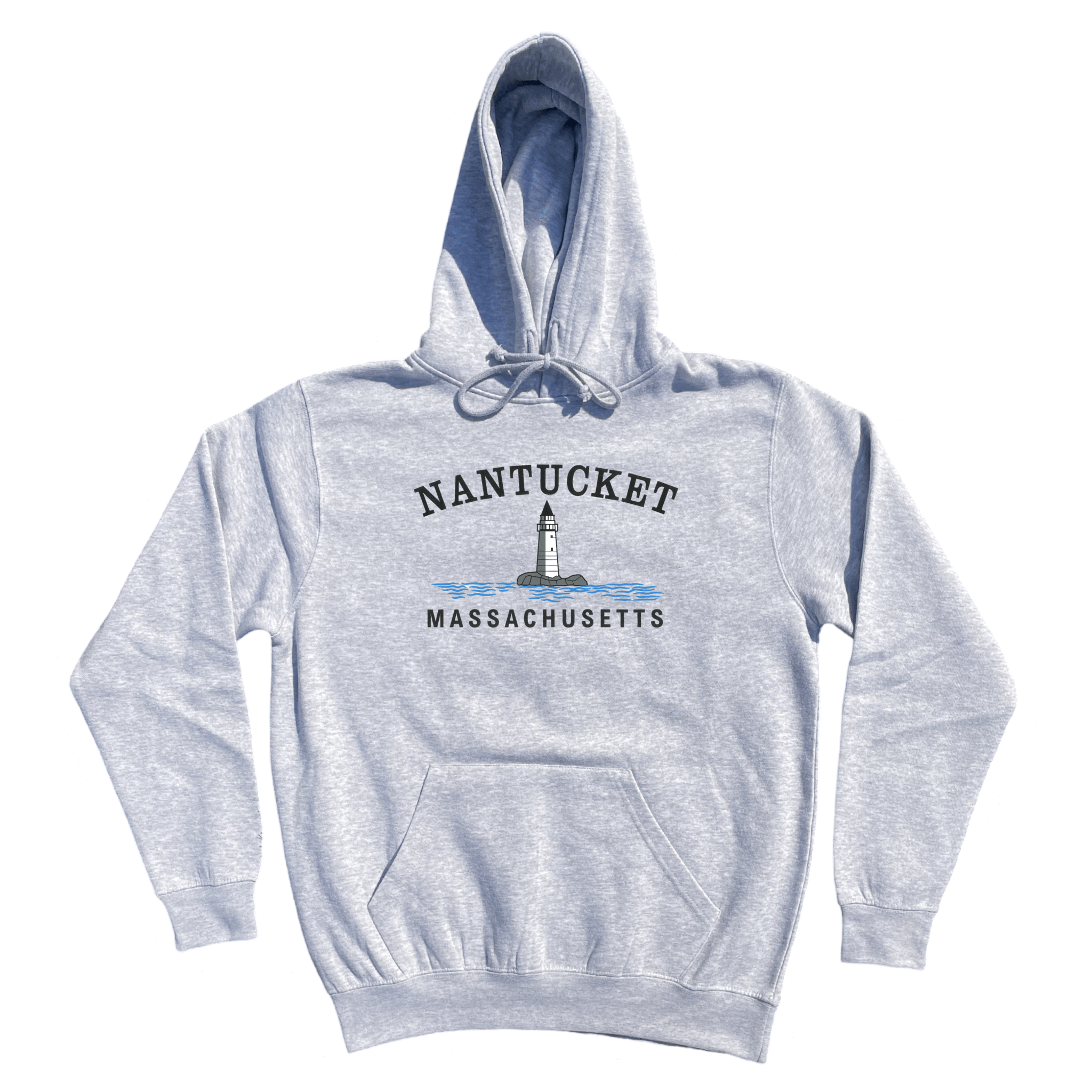 Nantucket Big Lighthouse Soft Fleece Hoodie, heather grey