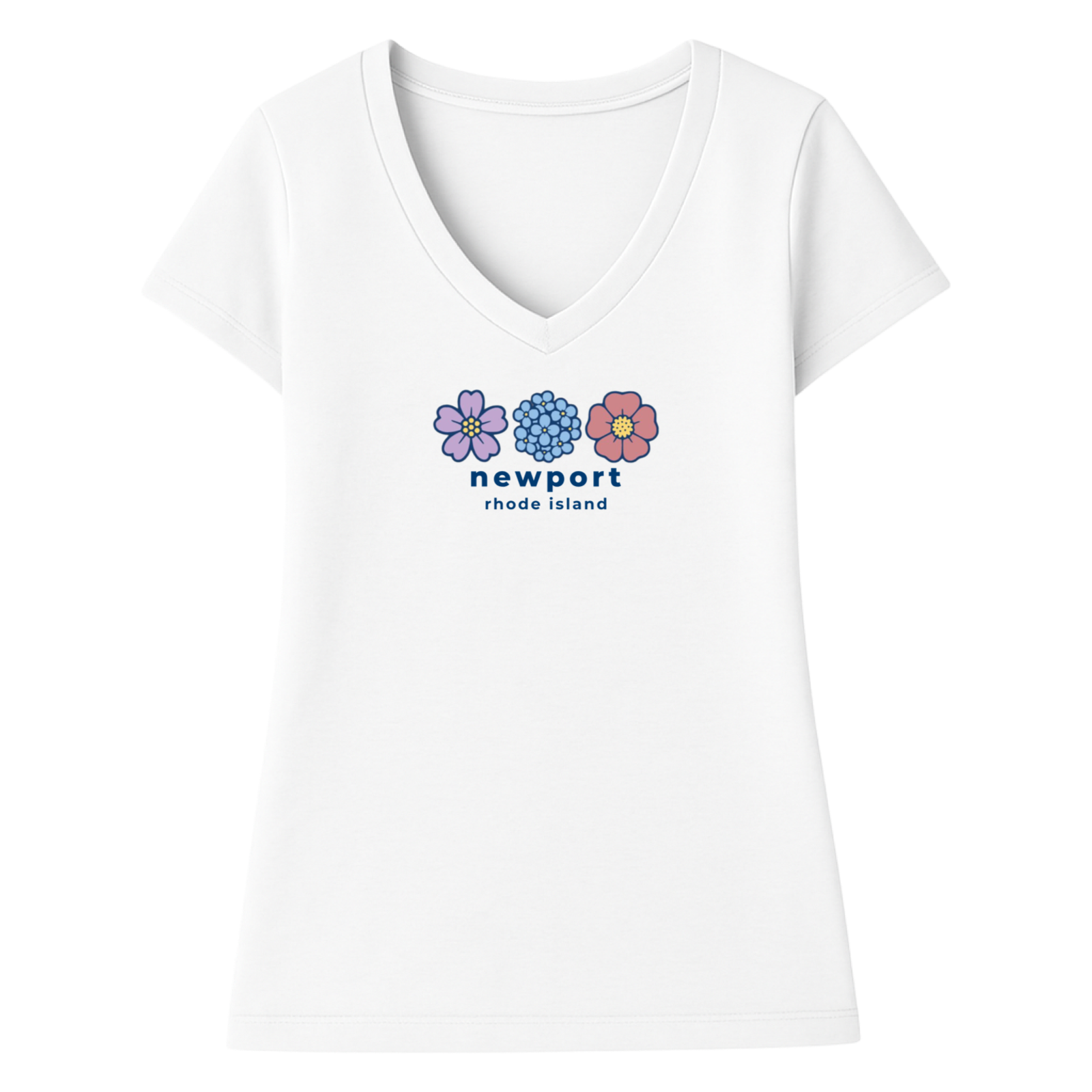 Newport Summer Bloom Ladies V-Neck T-Shirt