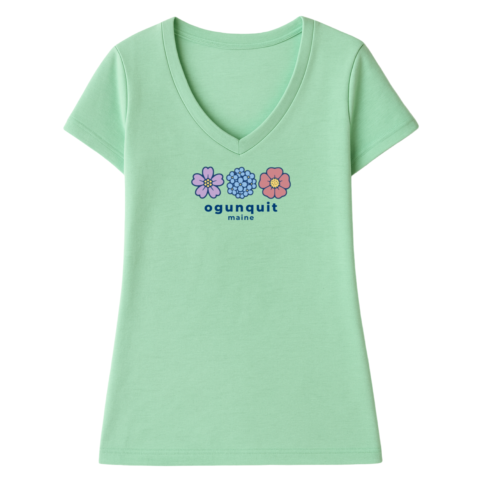 Ogunquit Summer Bloom Ladies V-Neck T-Shirt
