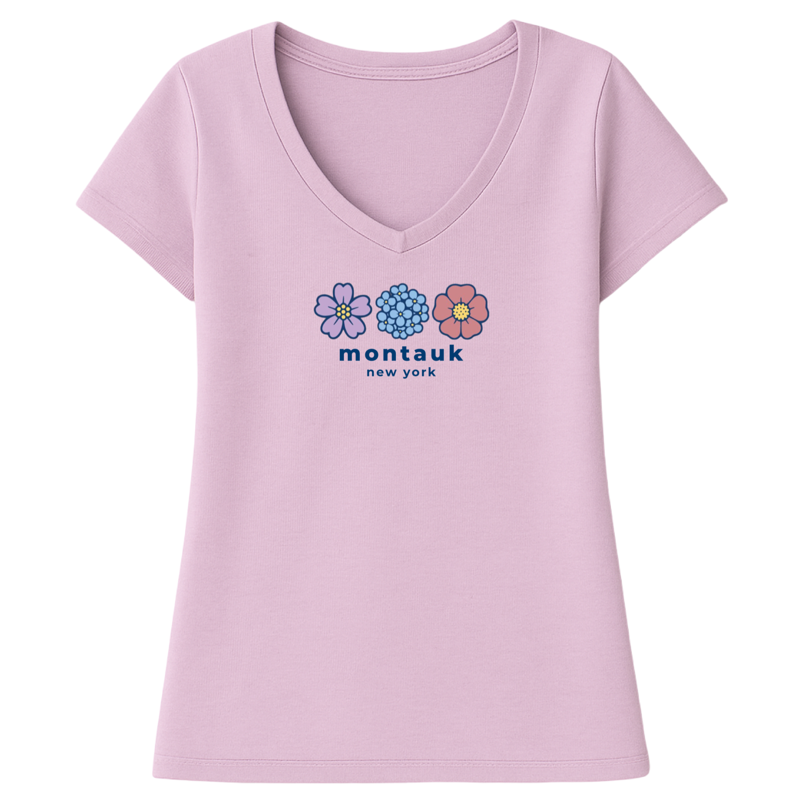 Montauk Summer Bloom Ladies V-Neck T-Shirt