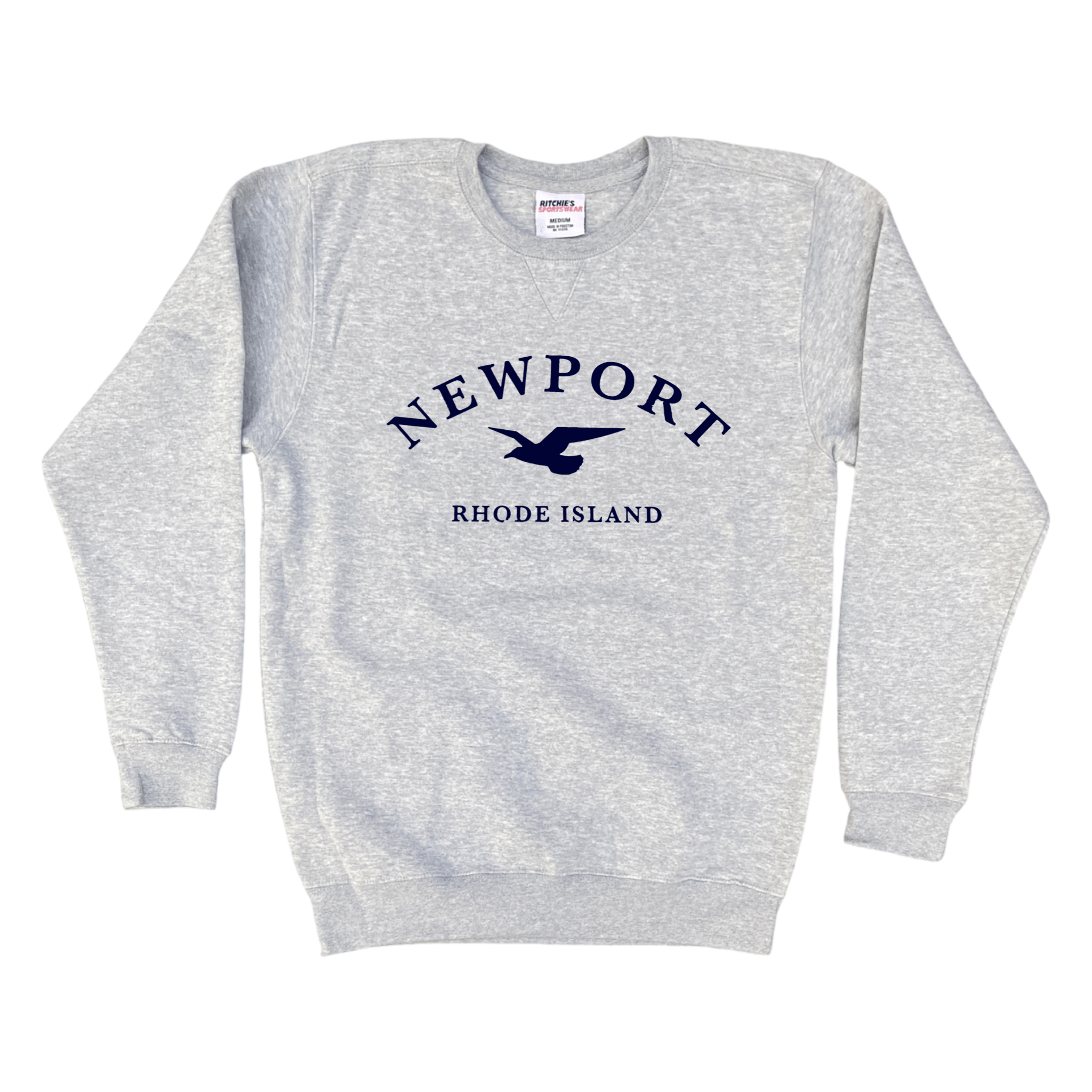 Newport Seagull Fleece Crewneck Sweatshirt, heather grey