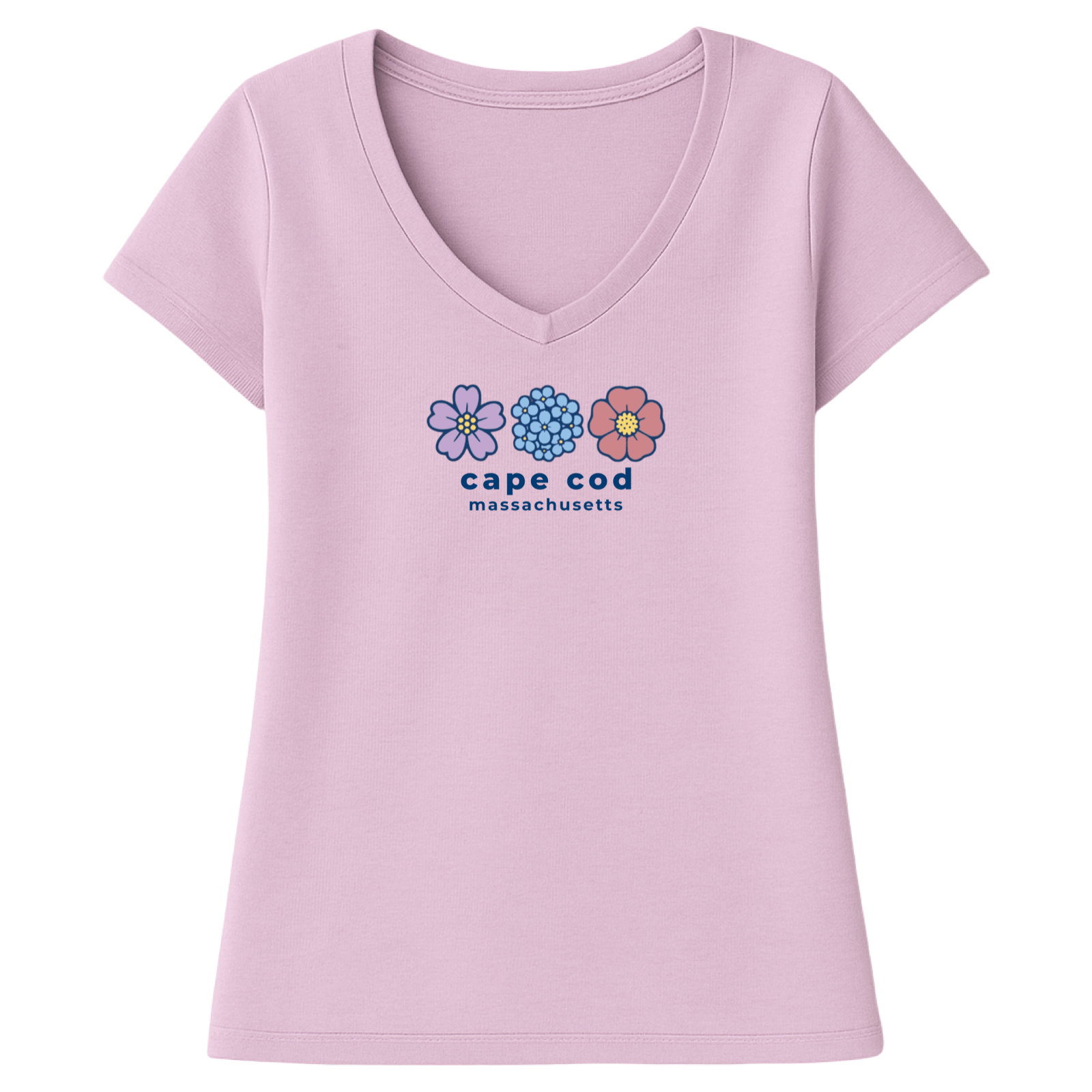 Cape Cod Clothing Company Cape Cod Summer Bloom Ladies V-Neck T-Shirt