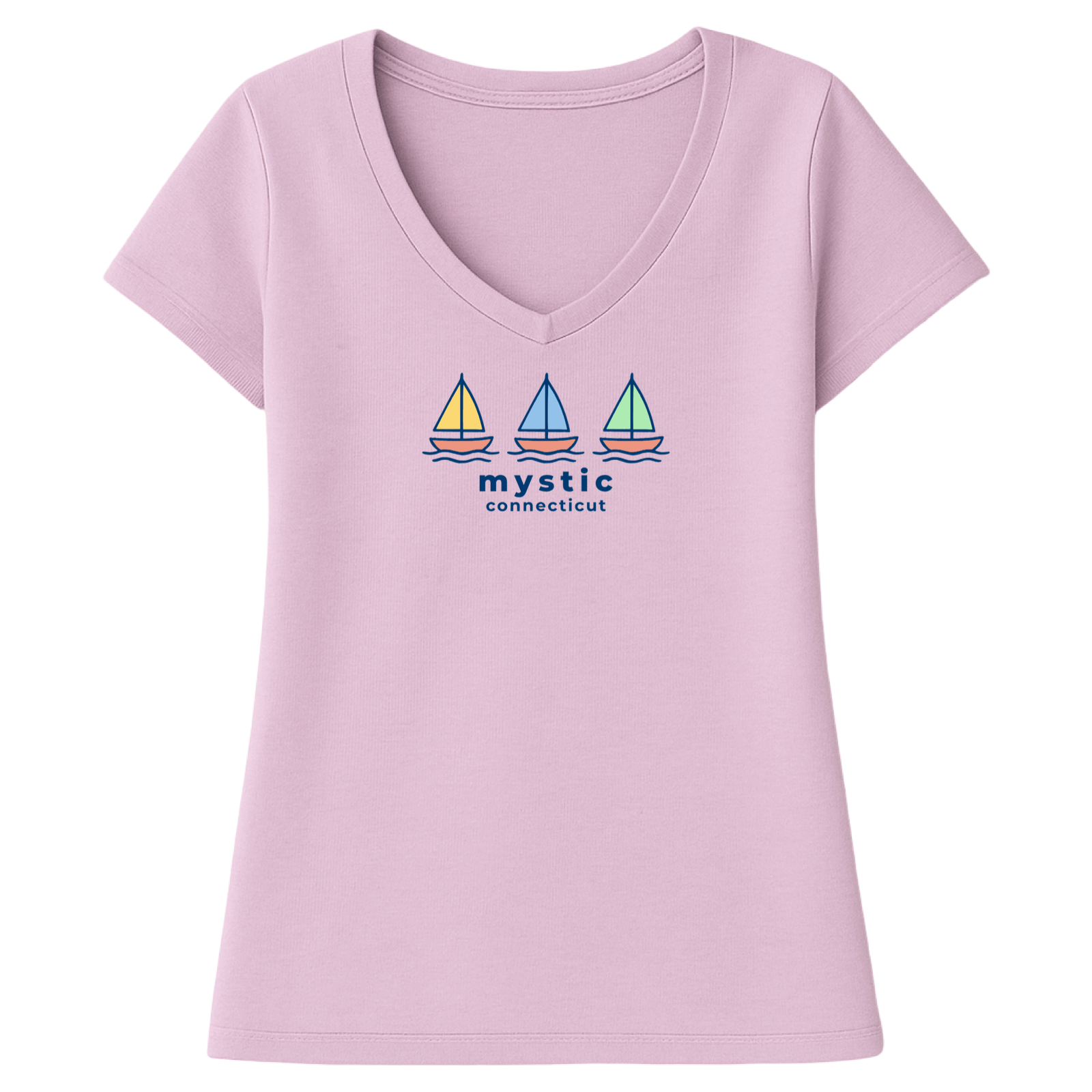 Cape Cod Clothing Company Mystic Summer Sails Ladies V-Neck T-Shirt