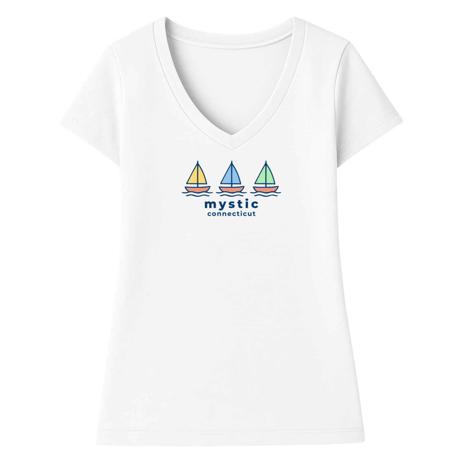 Cape Cod Clothing Company Mystic Summer Sails Ladies V-Neck T-Shirt