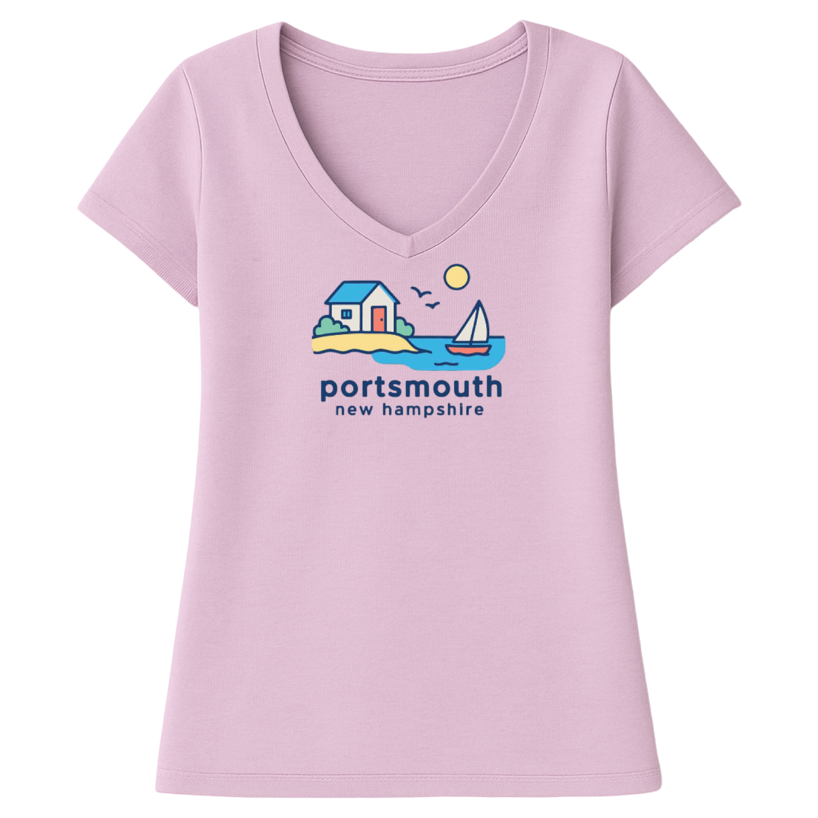 Portsmouth Beach House Ladies V-Neck T-Shirt