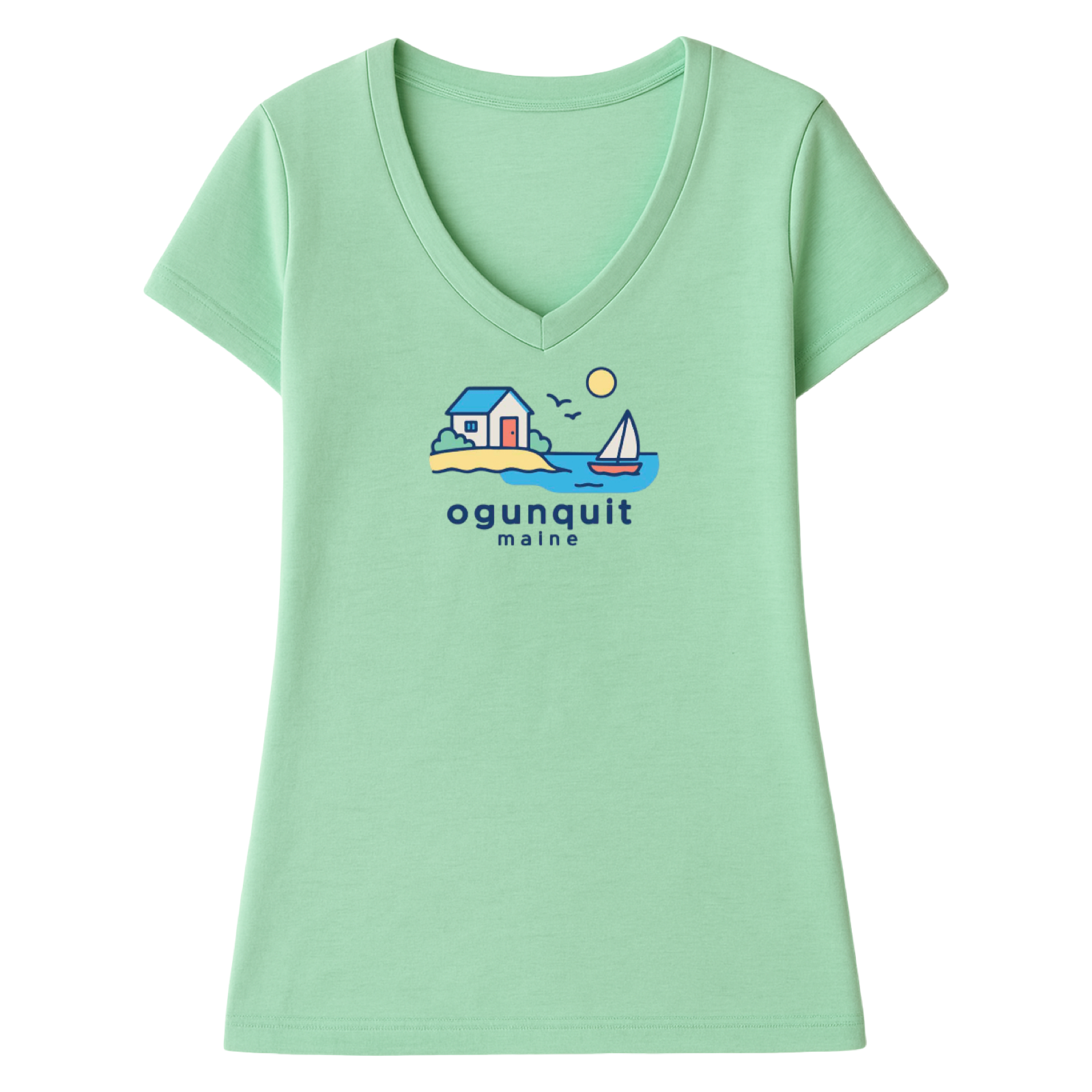 Ogunquit Beach House Ladies V-Neck T-Shirt