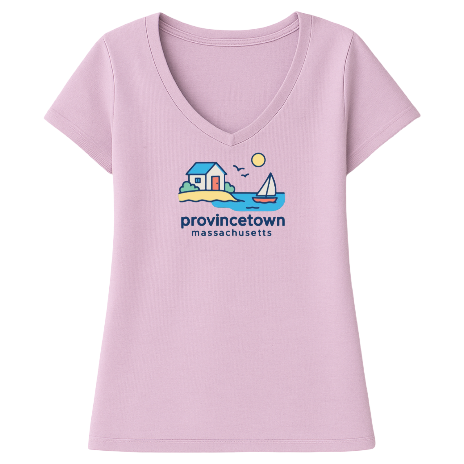 Provincetown Beach House Ladies V-Neck T-Shirt