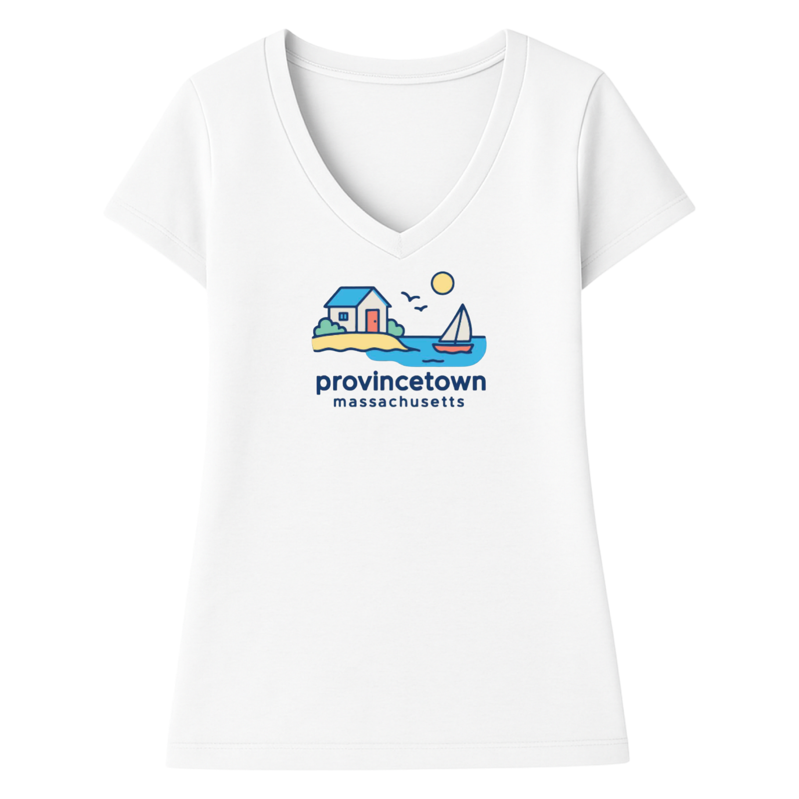 Provincetown Beach House Ladies V-Neck T-Shirt