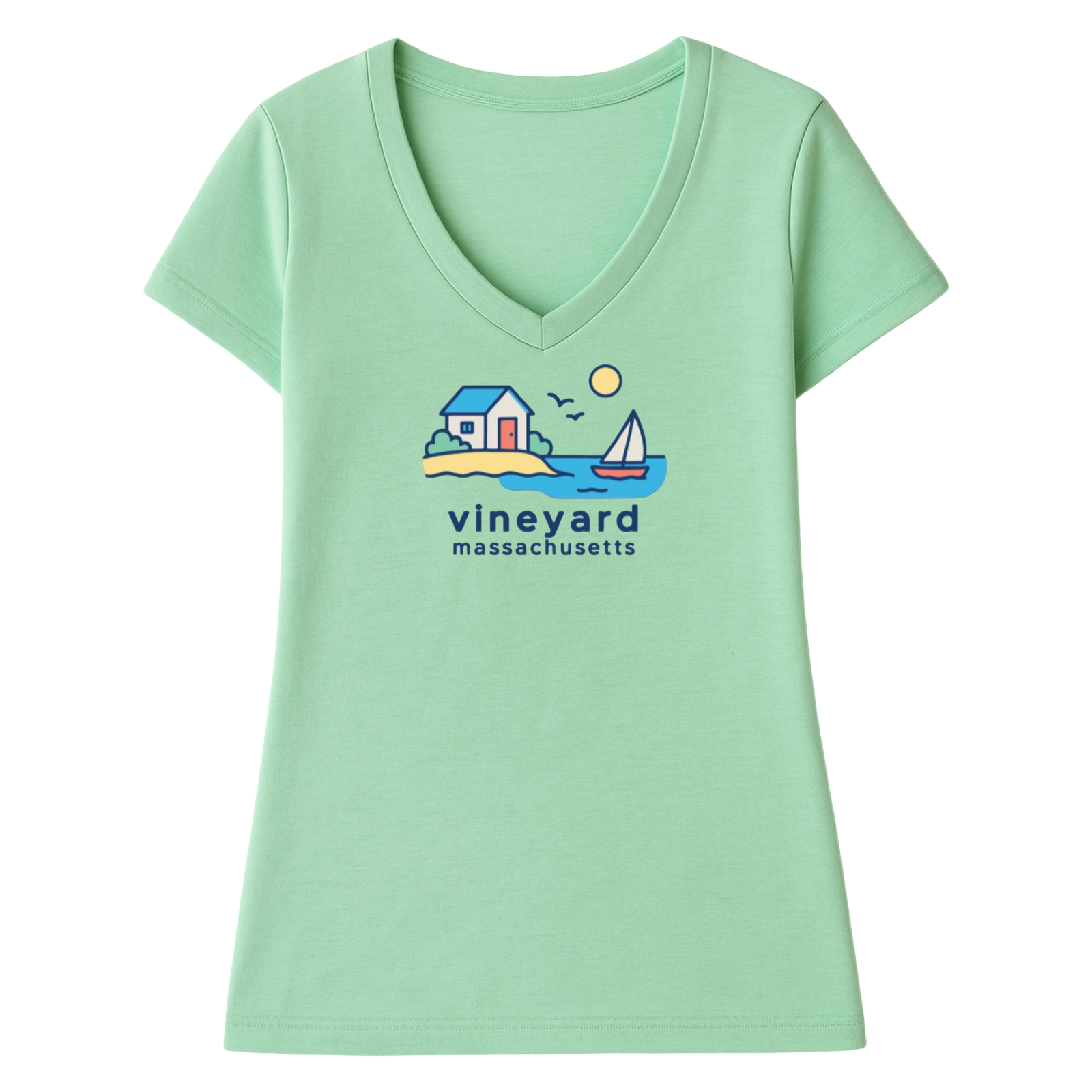 Vineyard Beach House Ladies V-Neck T-Shirt