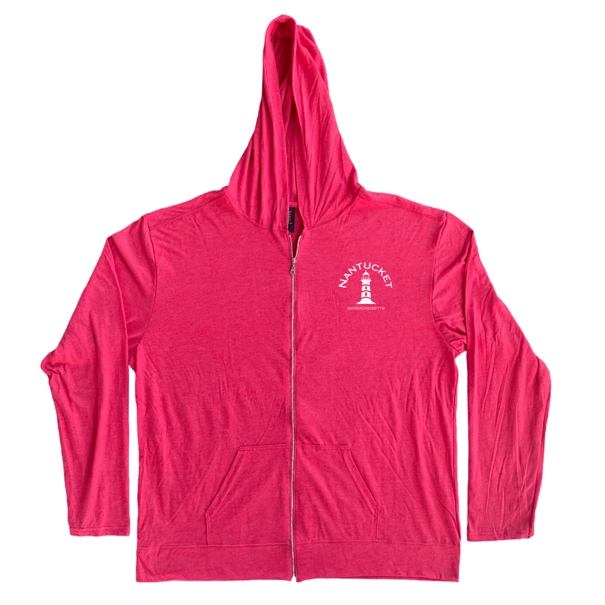 Nantucket Lighthouse Full Zip Hooded Long Sleeve T-Shirt