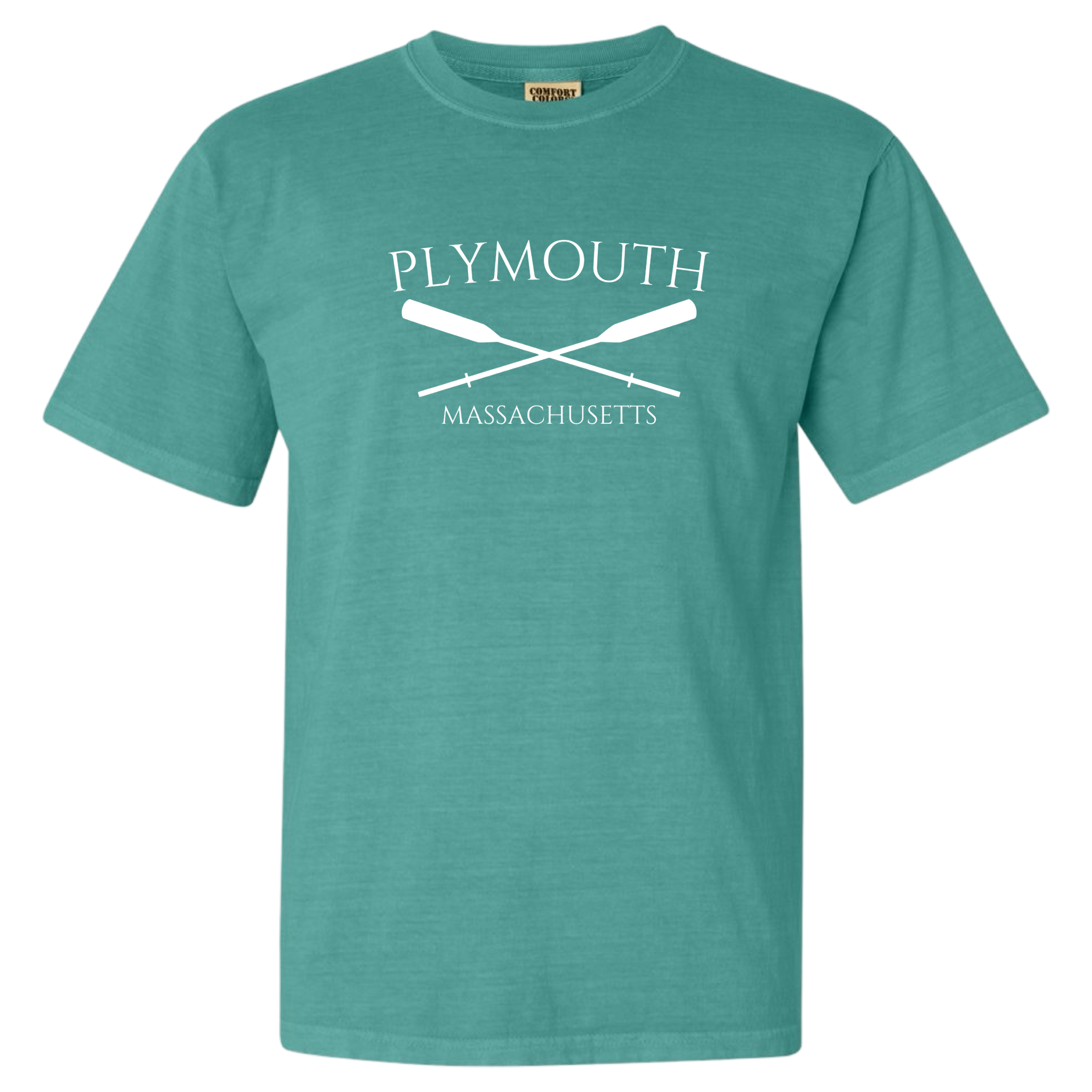 Plymouth Crossed Oar Comfort Colors T-Shirt, seafoam