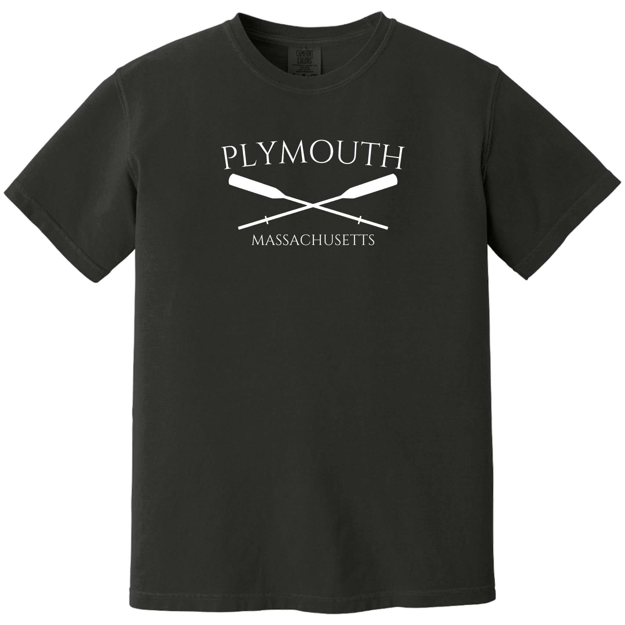 Plymouth Crossed Oar Comfort Colors T-Shirt, black