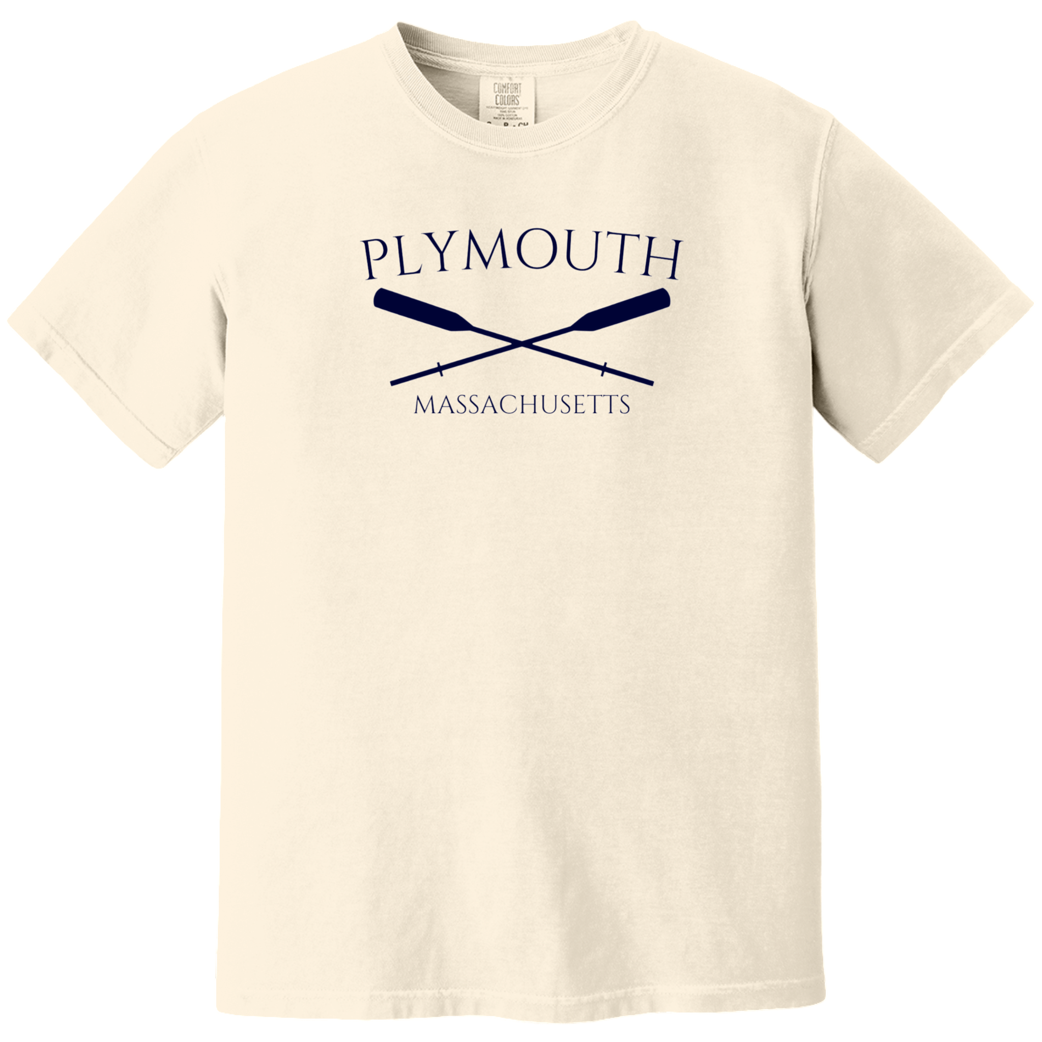 Plymouth Crossed Oar Comfort Colors T-Shirt, ivory