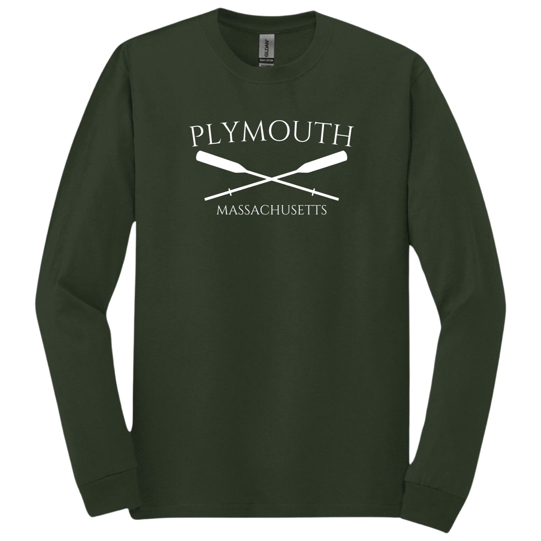 Plymouth Crossed Oar Long Sleeve T-Shirt, forest green