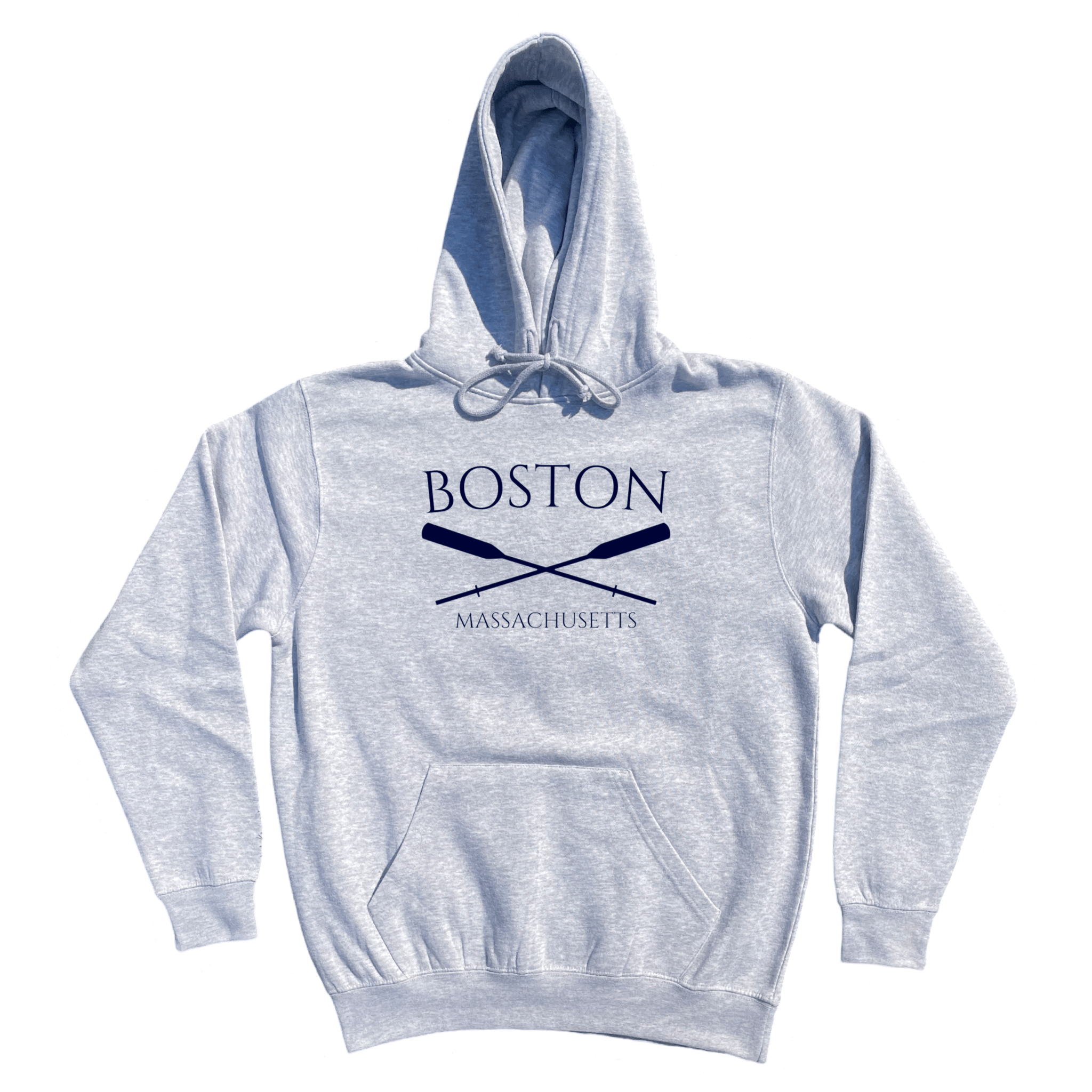 Boston Crossed Oar Soft Fleece Hoodie, heather grey