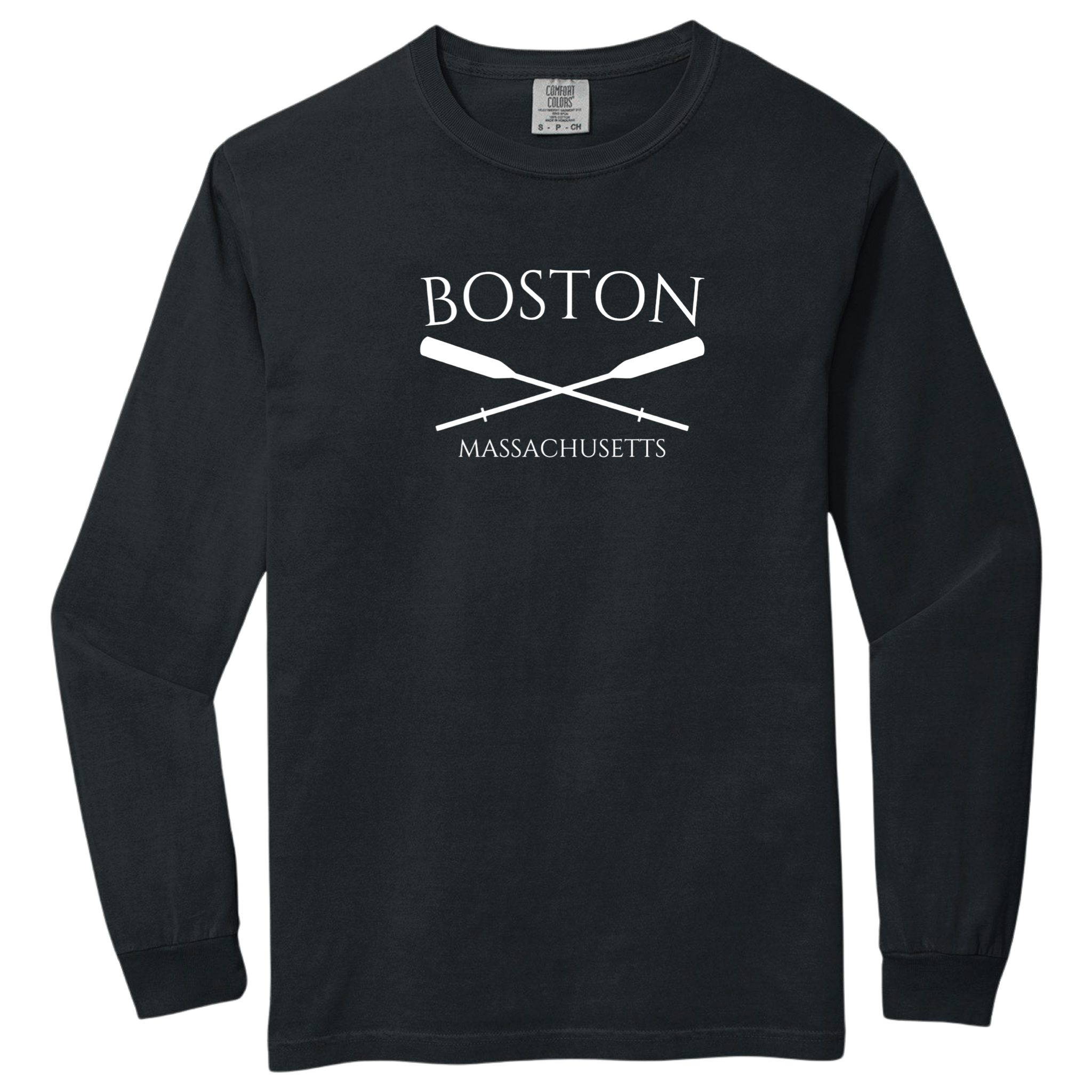 Boston Crossed Oar Comfort Colors Heavyweight Long Sleeve Tee