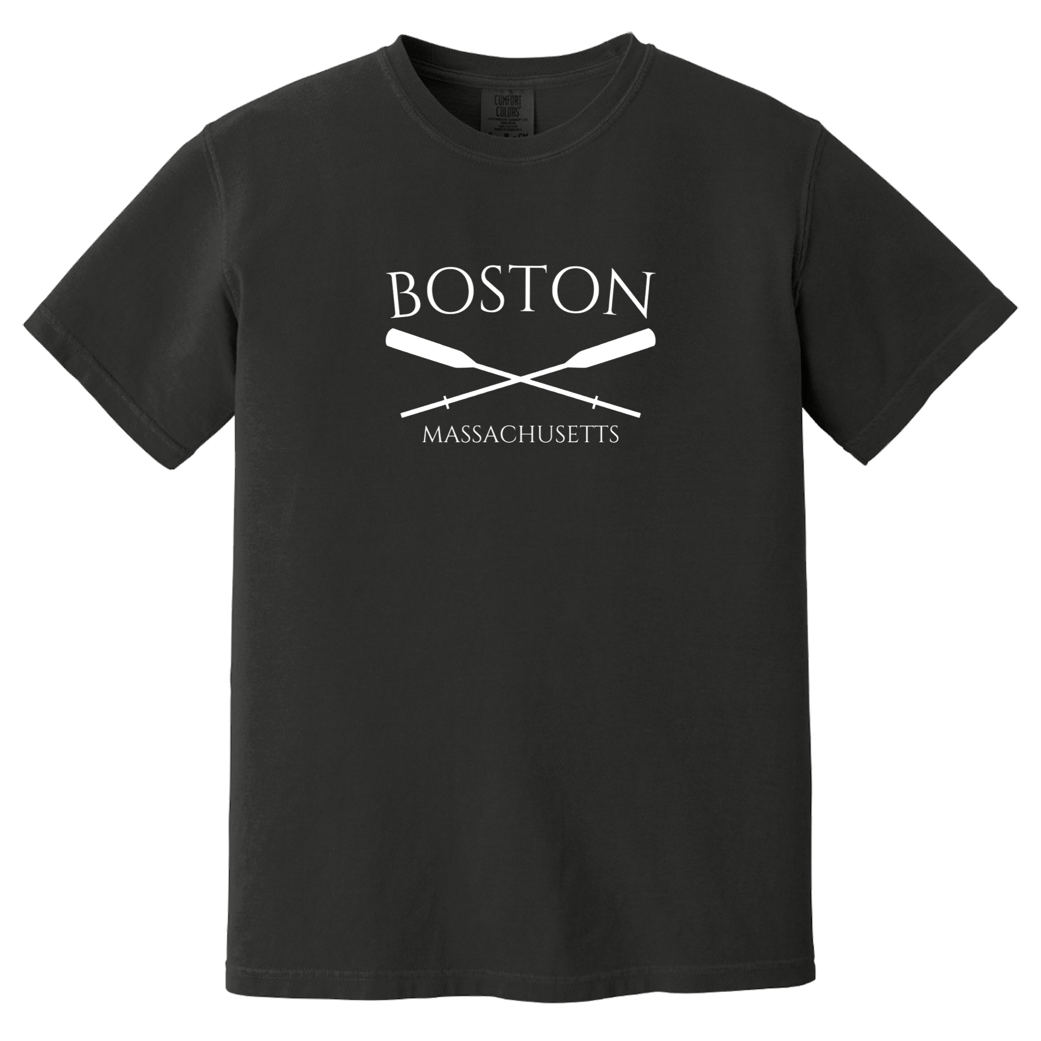 Boston Crossed Oar Comfort Colors T-Shirt, black