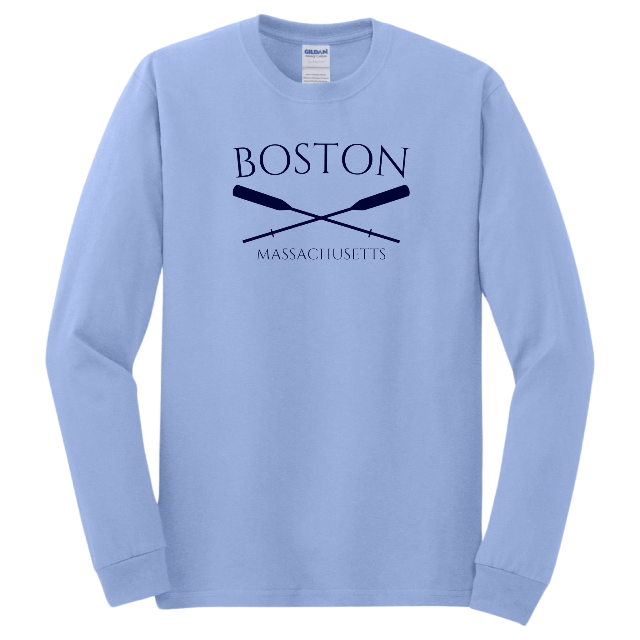 Boston Crossed Oar Long Sleeve T-Shirt, carolina blue