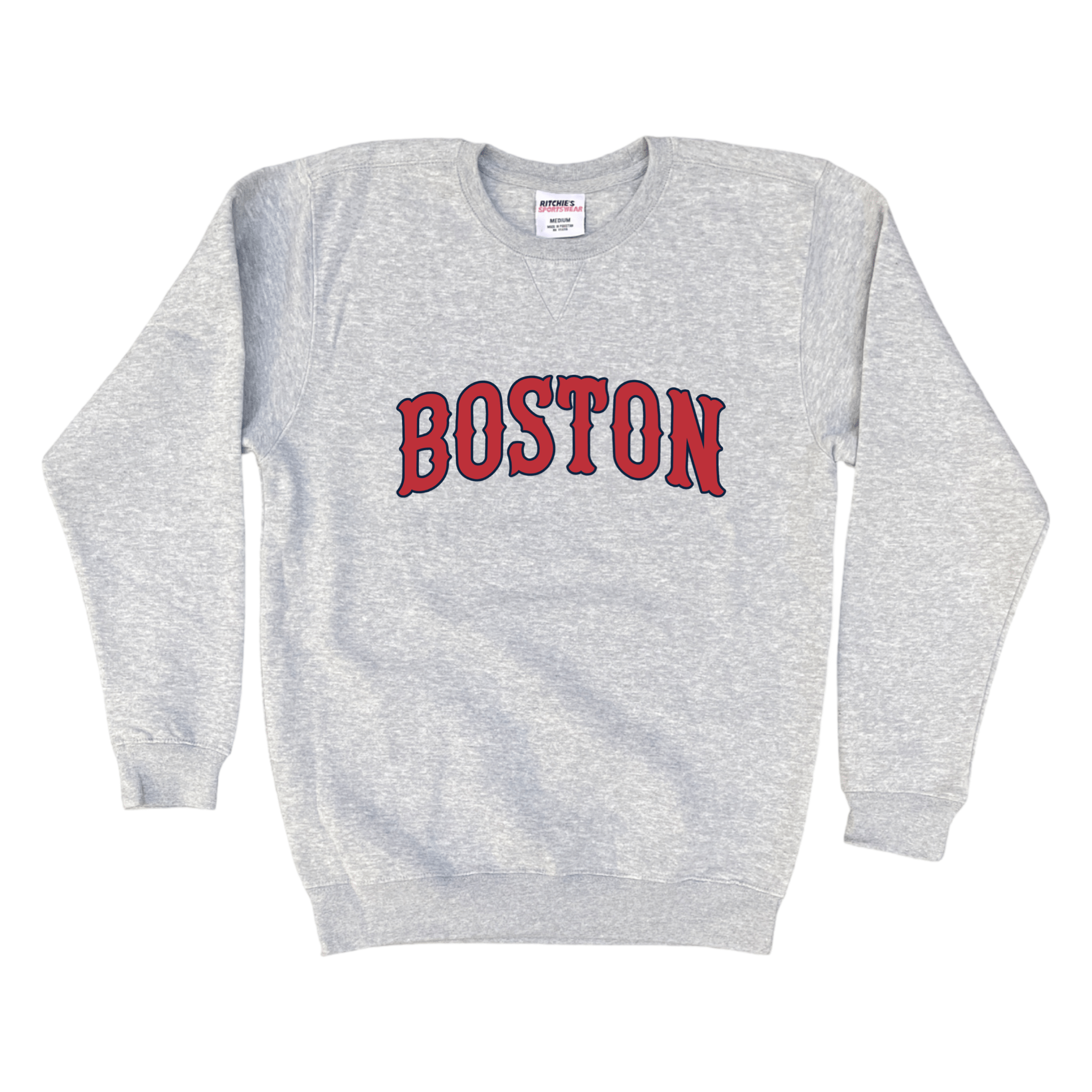 Boston Baseball Fleece Crewneck Sweatshirt, heather grey