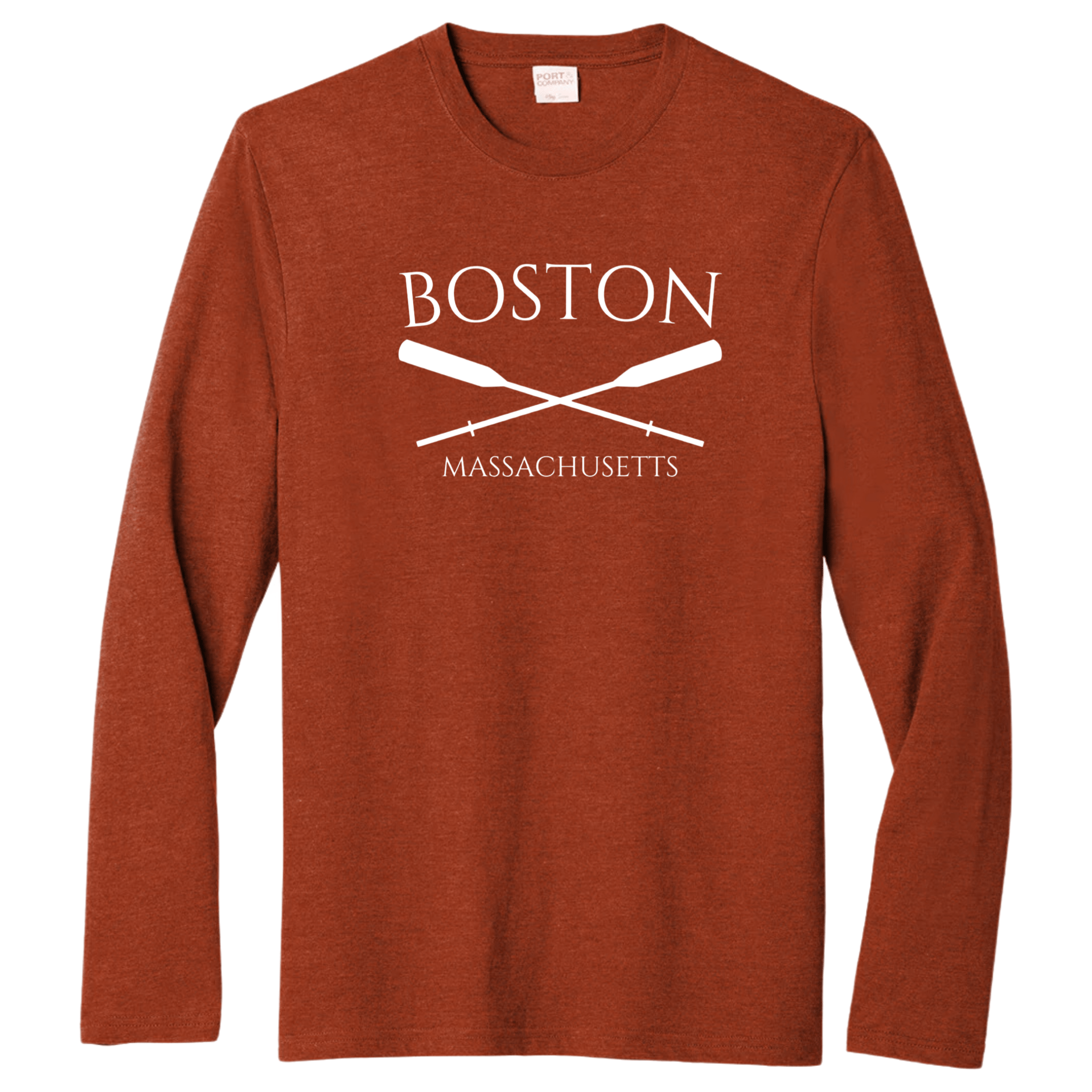 Boston Crossed Oar Essential Long Sleeve Tee, sedona