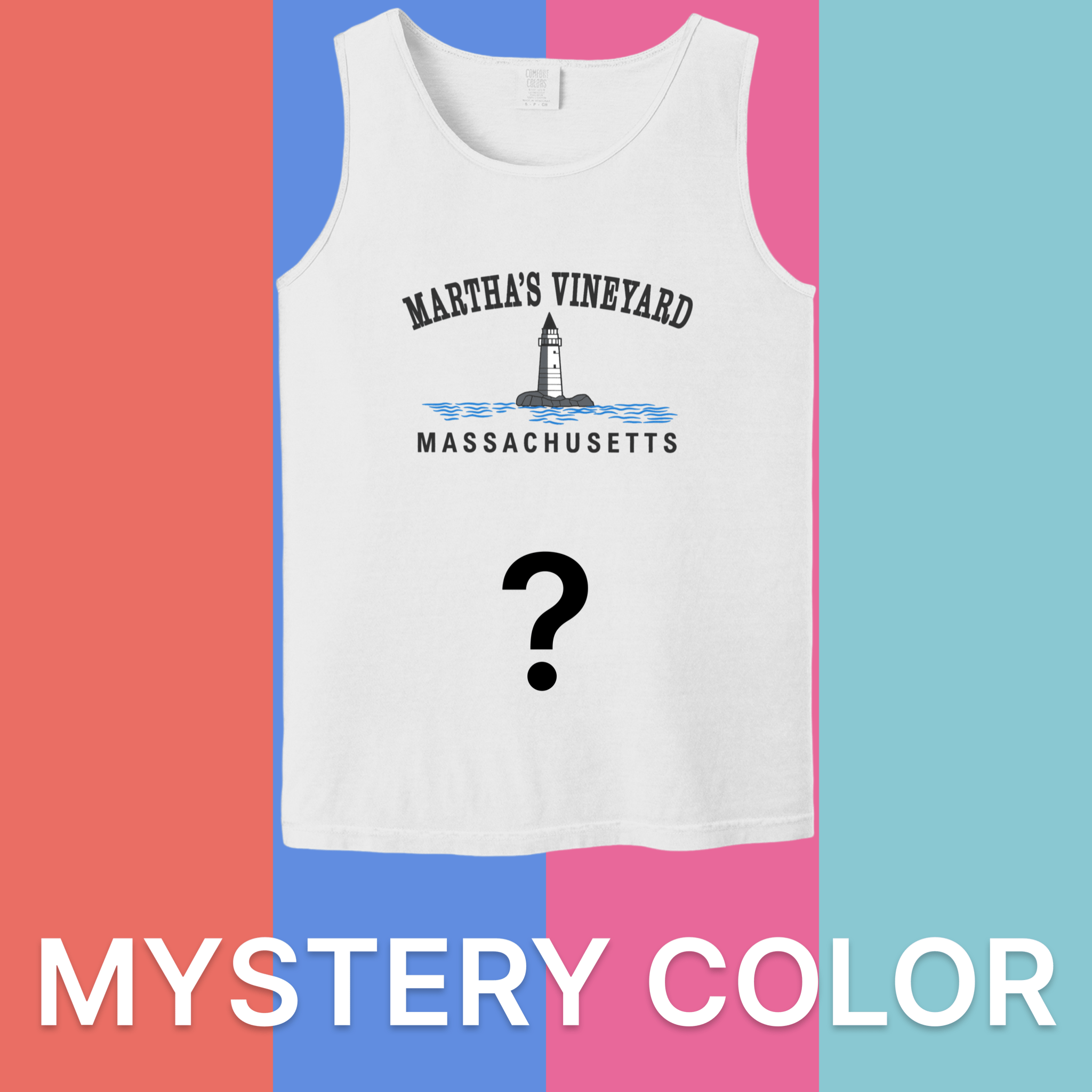 Martha's Vineyard Big Lighthouse Comfort Colors Tank Top - Mystery Color