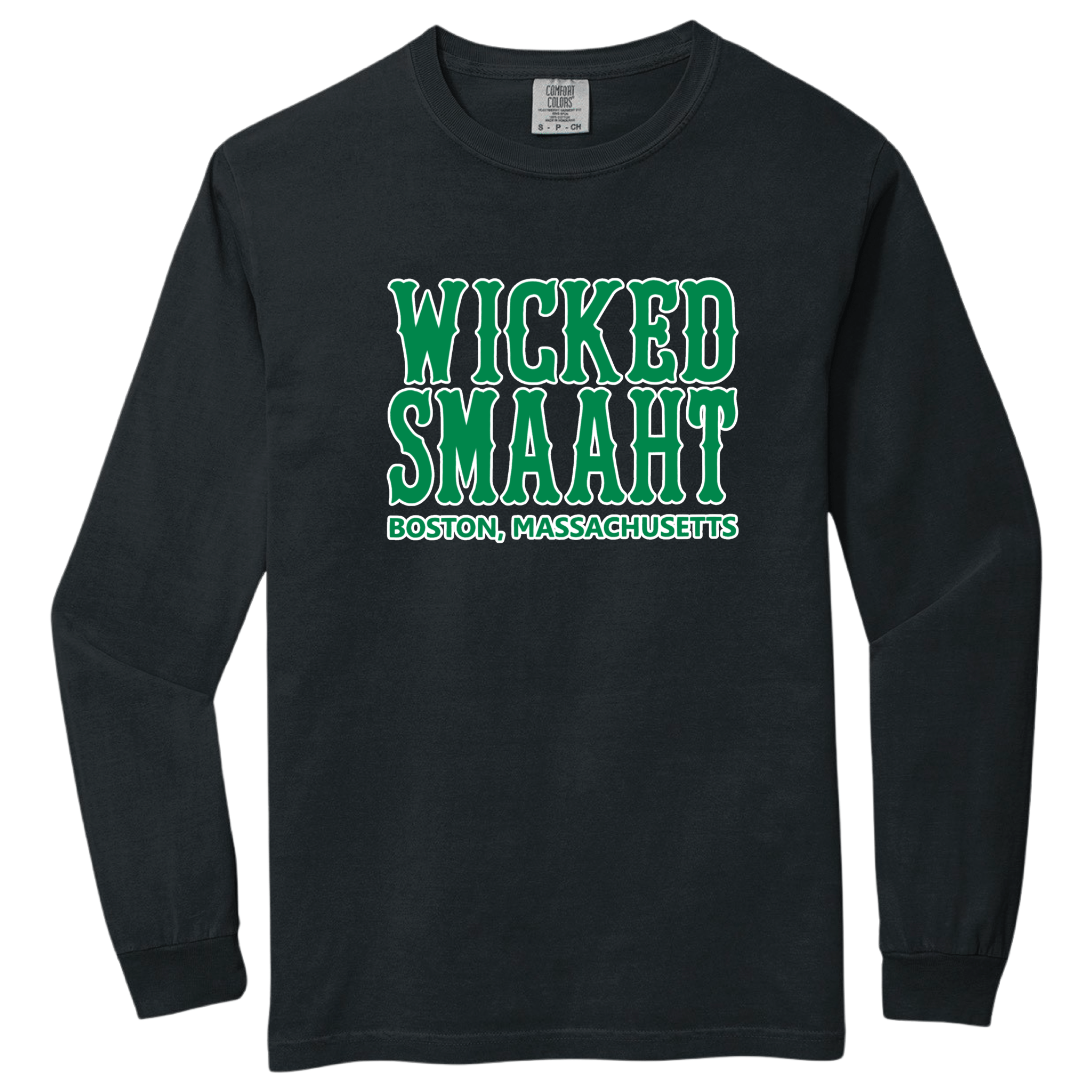 Boston Green Wicked Smaaht Comfort Colors Heavyweight Long Sleeve Tee