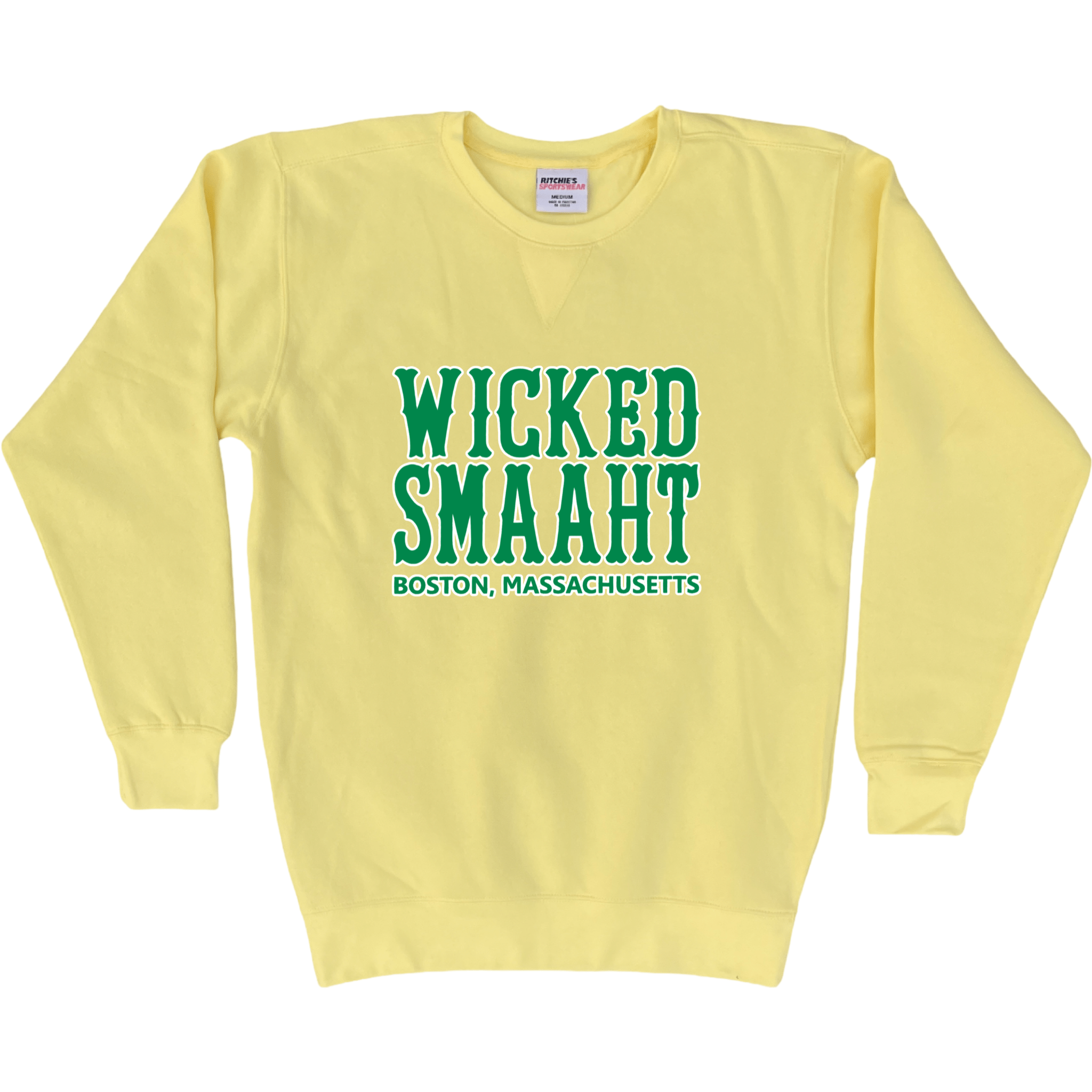 Boston Green Wicked Smaaht Fleece Crewneck Sweatshirt, yellow