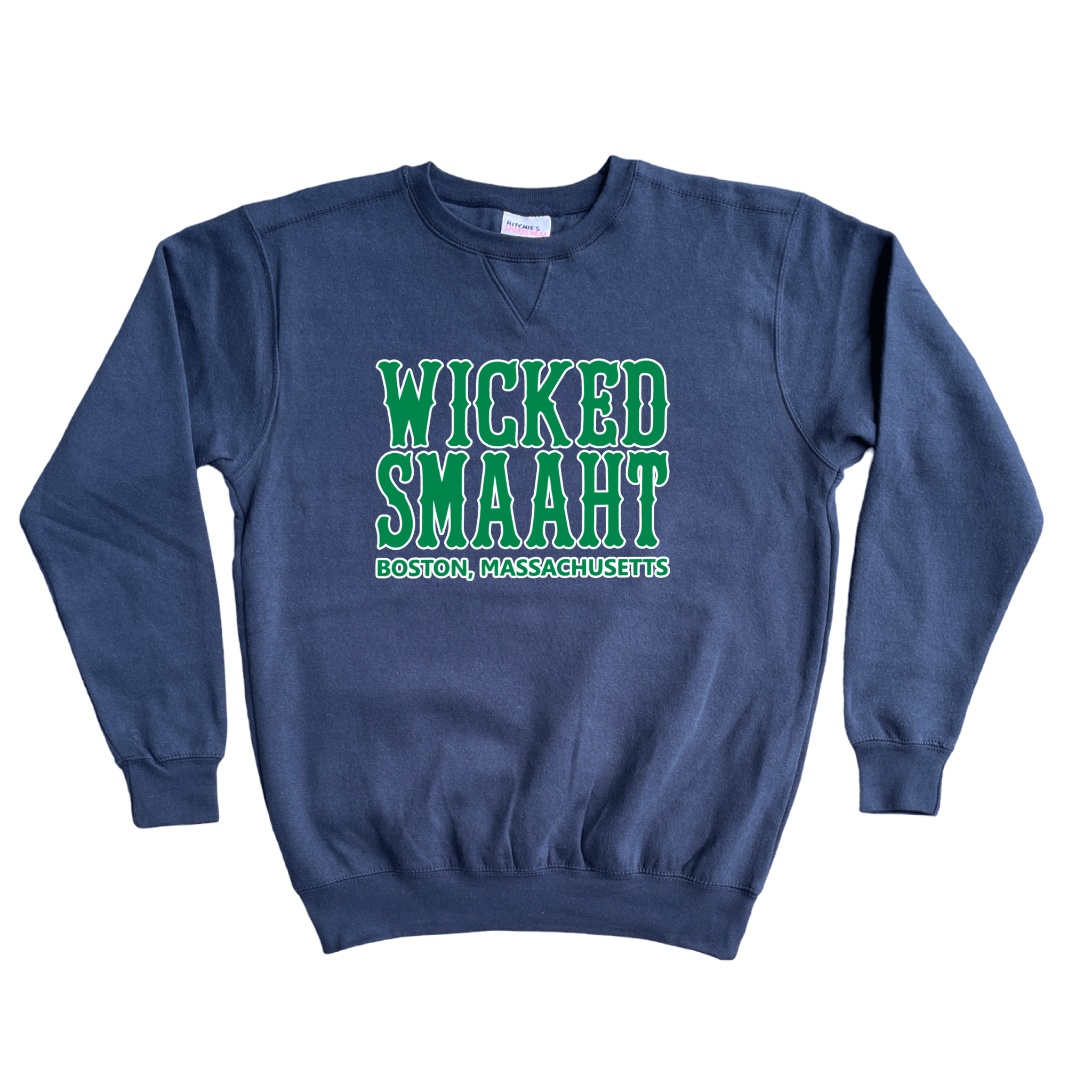 Boston Green Wicked Smaaht Fleece Crewneck Sweatshirt, navy