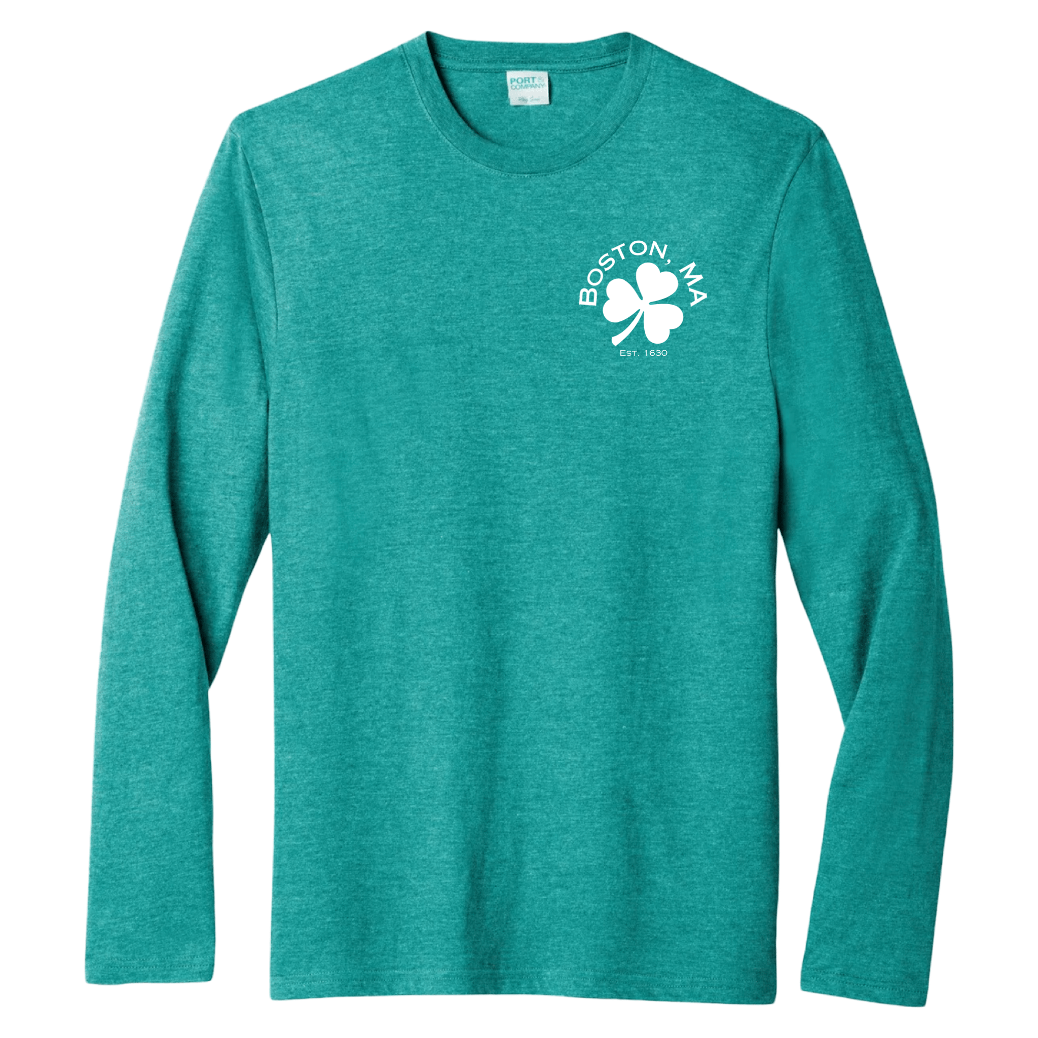 Boston Shamrock Essential Long Sleeve Tee, jade