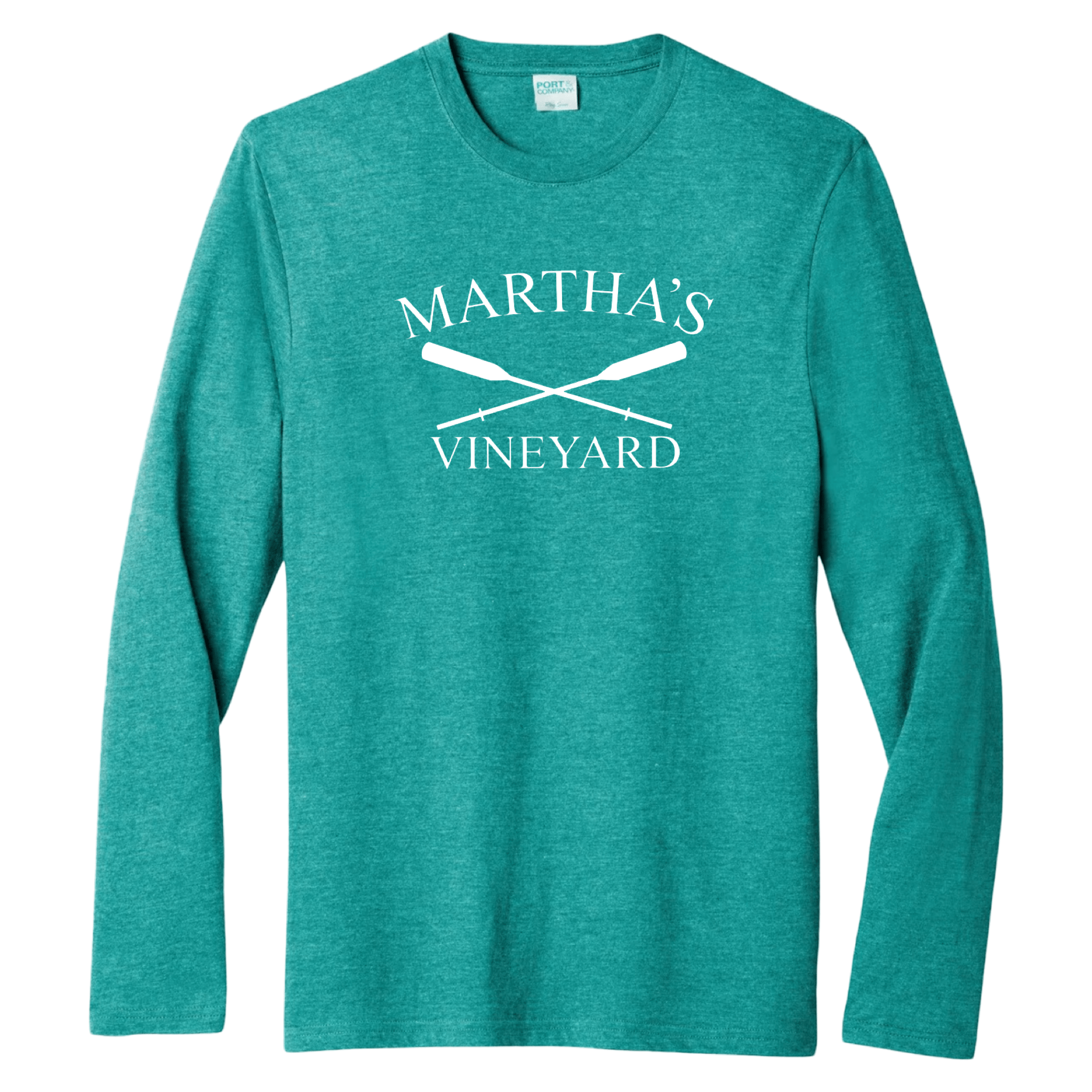 Martha's Vineyard Crossed Oar Essential Long Sleeve Tee, jade green