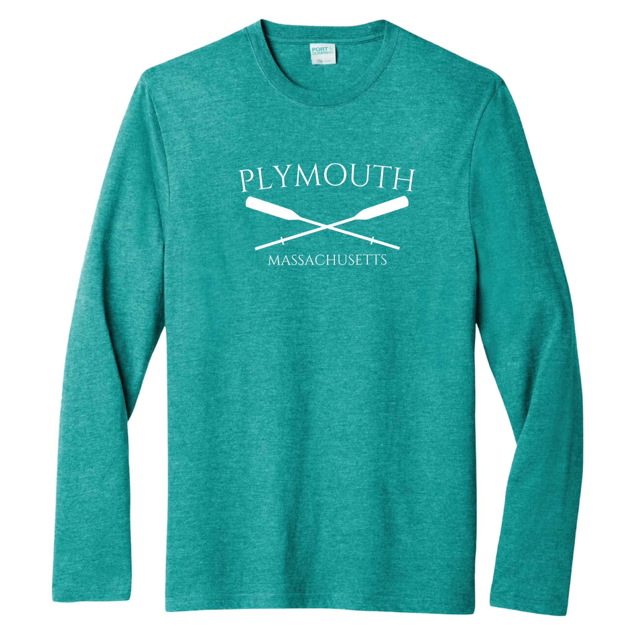 Plymouth Crossed Oar Essential Long Sleeve Tee, jade