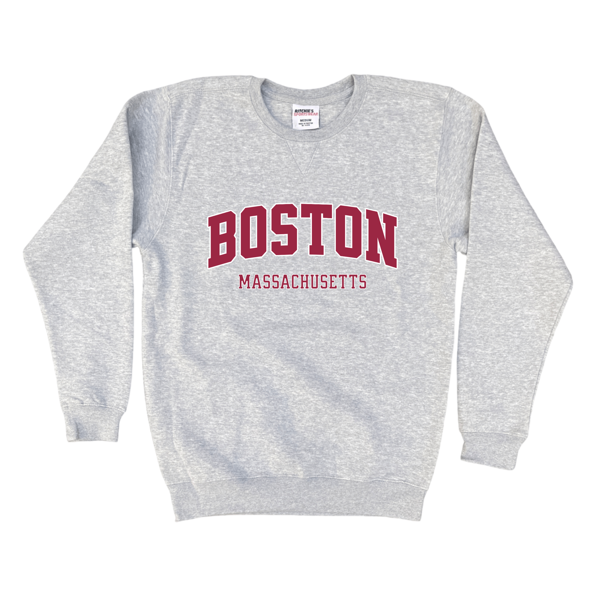 Boston Collegiate Fleece Crewneck Sweatshirt, heather grey