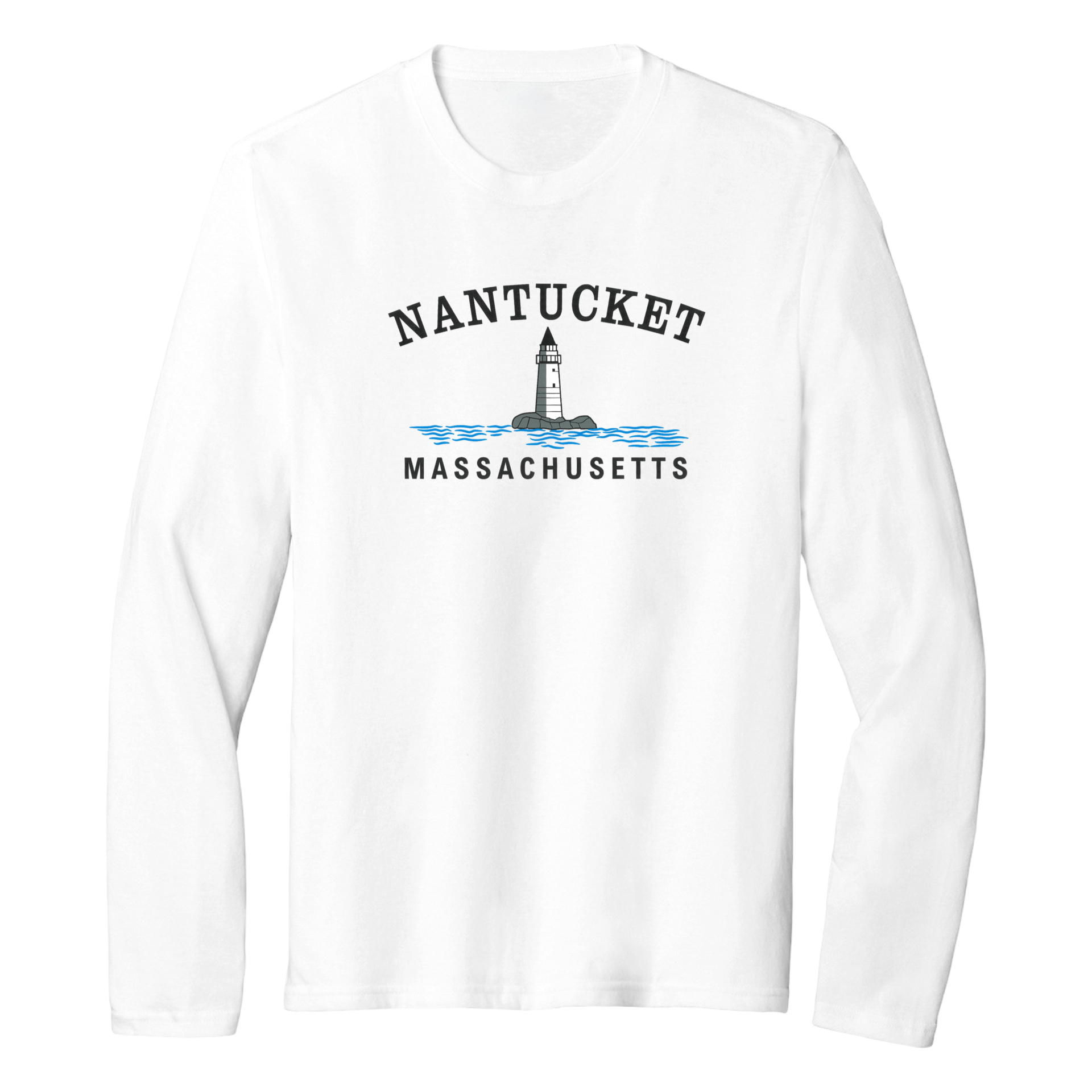 Nantucket Big Lighthouse Essential Long Sleeve Tee, white